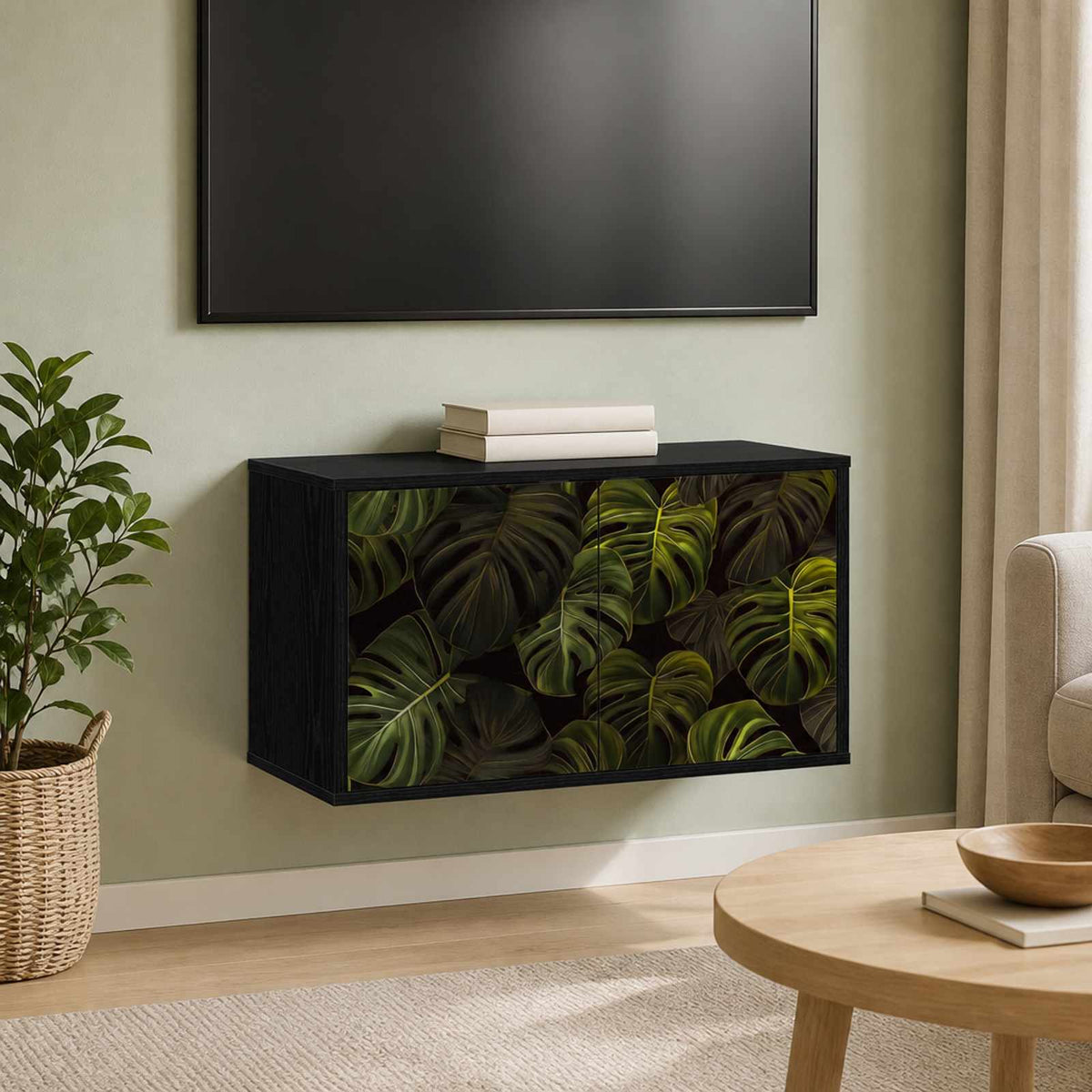 Wall-mounted TV Cabinet ELBURG 69 x 33 x 40 cm Black Oak