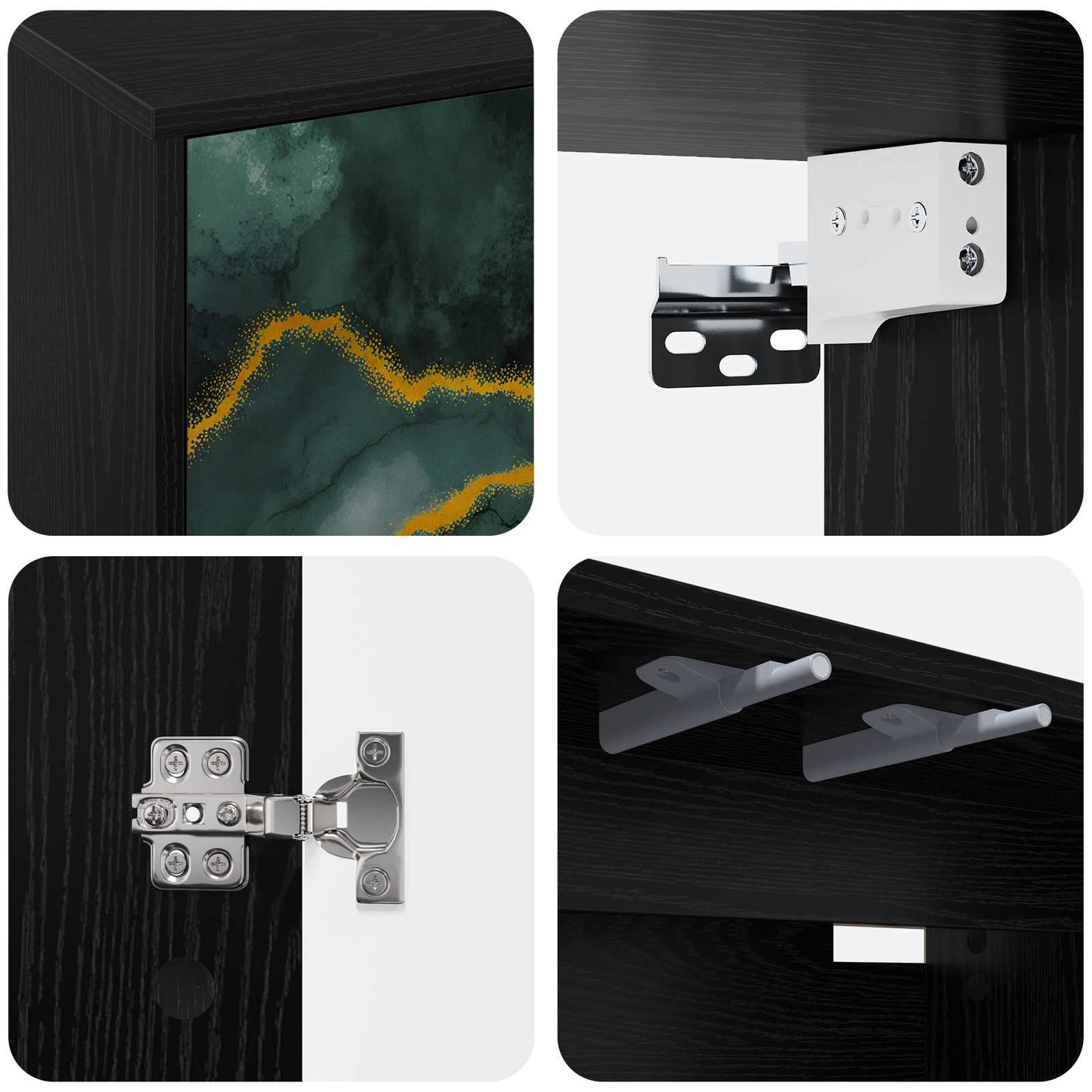 Wall-mounted TV Cabinet WIJHE 69 x 33 x 40 cm Black Oak