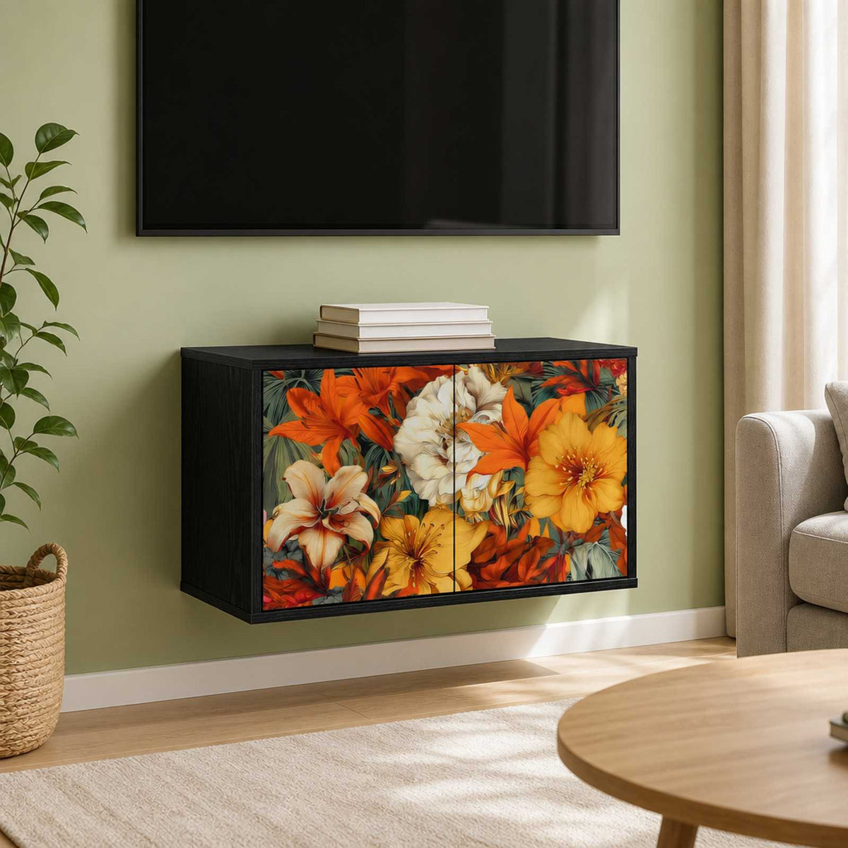 Wall-mounted TV Cabinet GENNEP 69 x 33 x 40 cm Black Oak