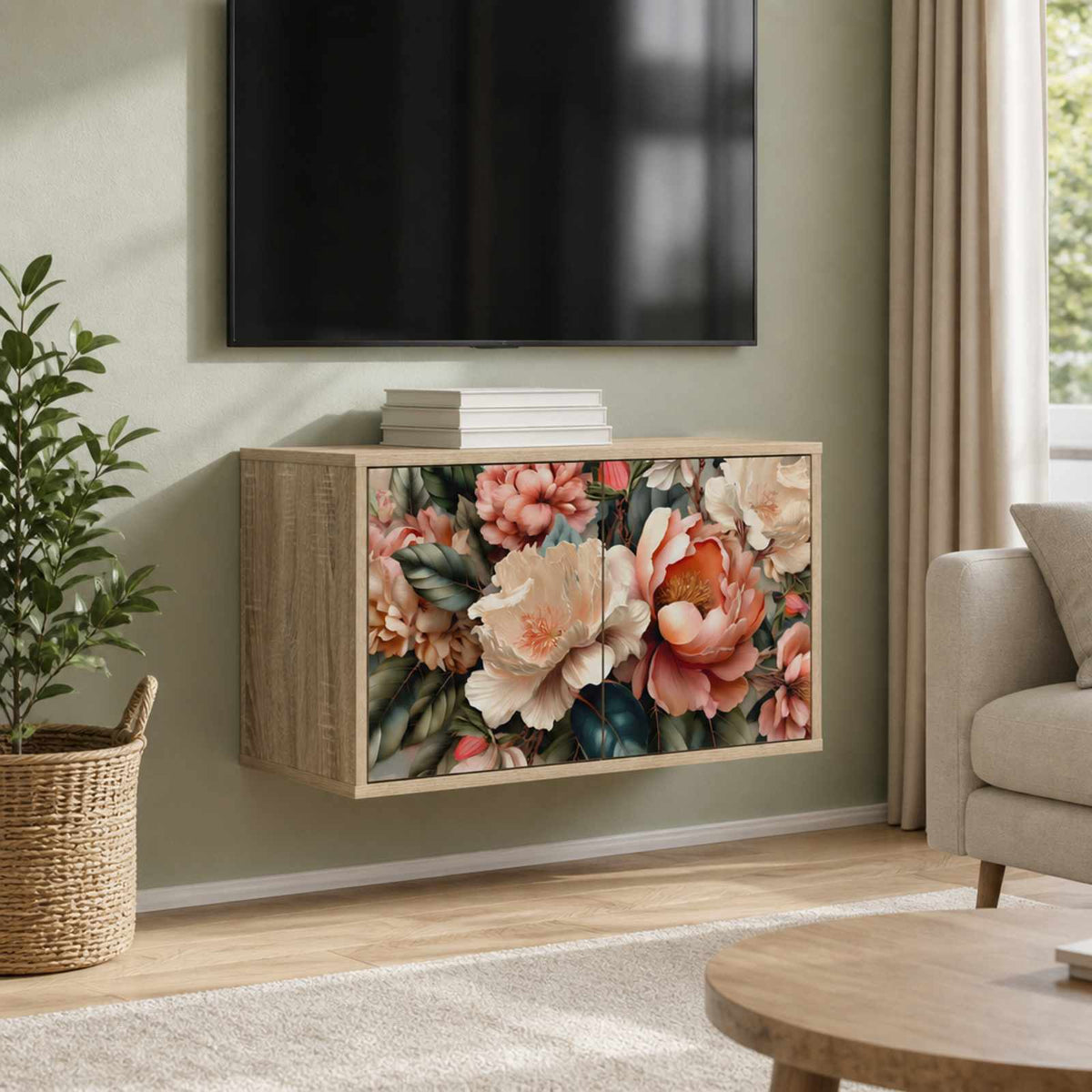Wall-mounted TV Cabinet BORNE 69 x 33 x 40 cm Sonoma Oak