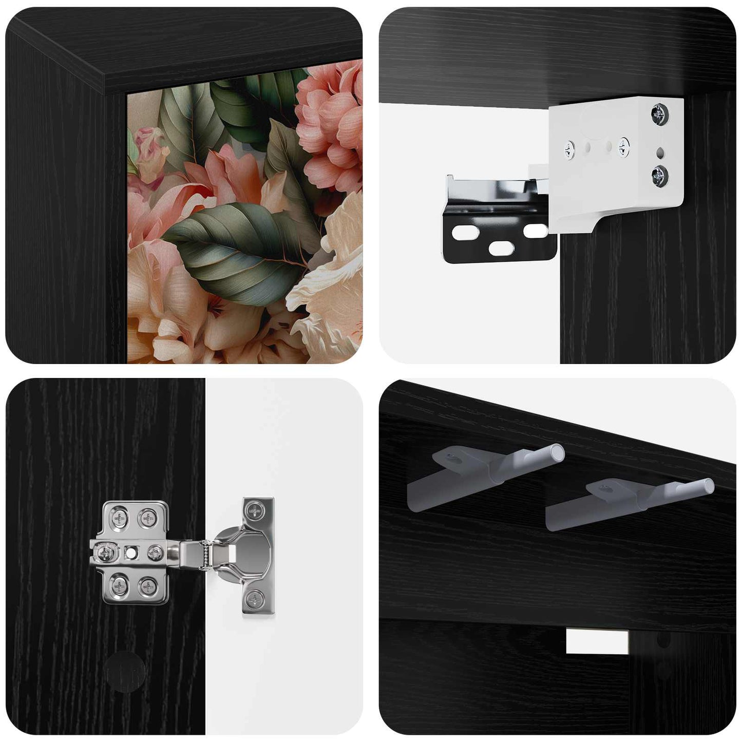Wall-mounted TV Cabinet BORNE 69 x 33 x 40 cm Black Oak