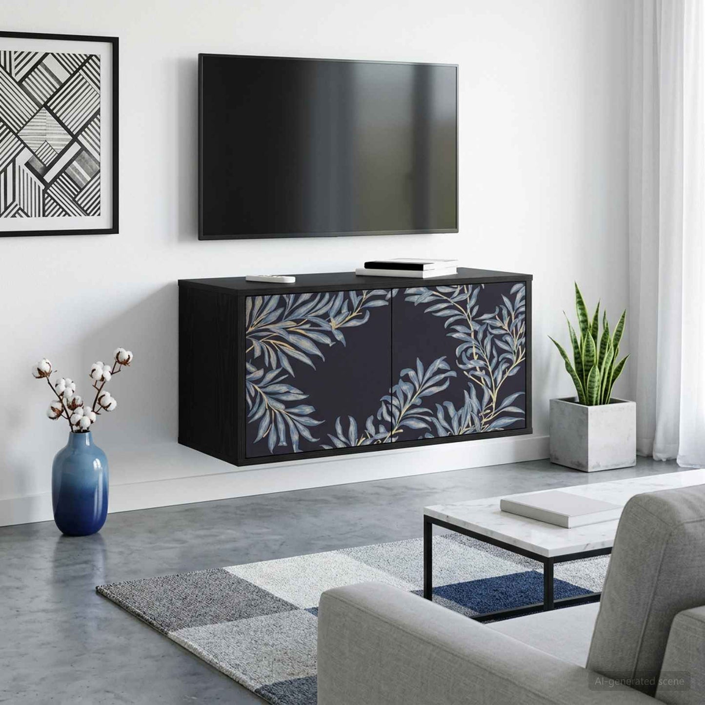 Wall-mounted TV Cabinet DOKKUM 69 x 33 x 40 cm Black Oak