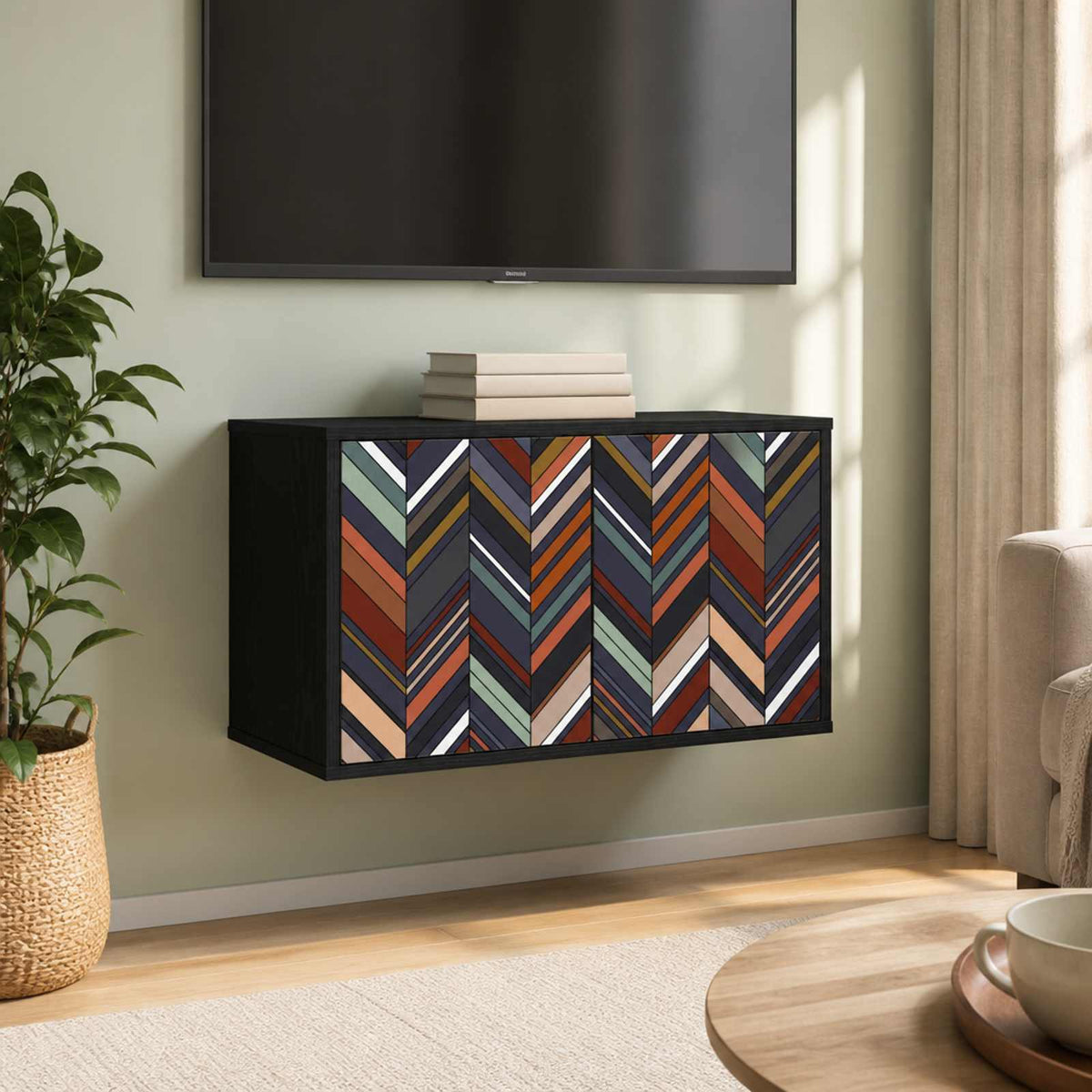 Wall-mounted TV Cabinet OMMEN 69 x 33 x 40 cm Black Oak