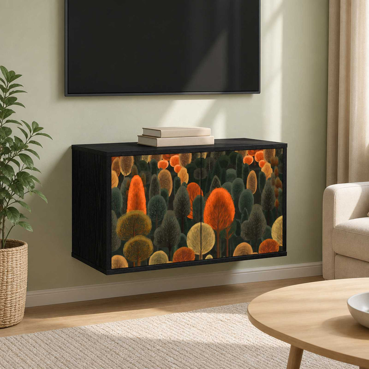 Wall-mounted TV Cabinet ZAANDAM 69 x 33 x 40 cm Black Oak