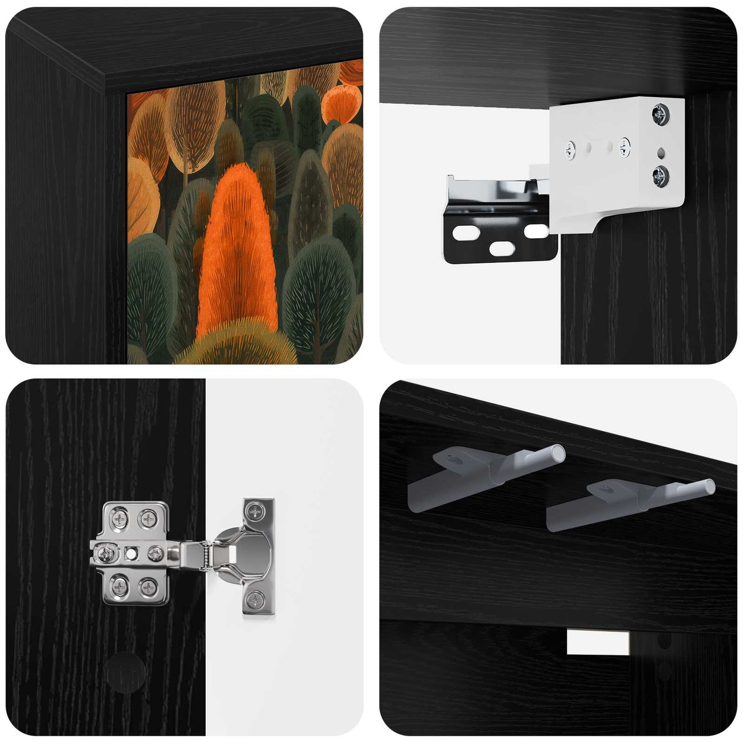 Wall-mounted TV Cabinet ZAANDAM 69 x 33 x 40 cm Black Oak