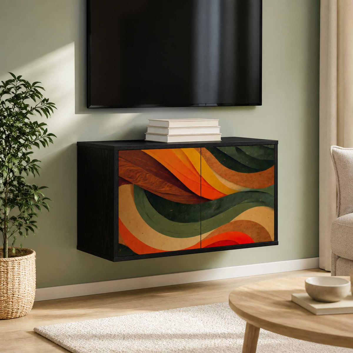 Wall-mounted TV Cabinet BONN 69 x 33 x 40 cm Black Oak