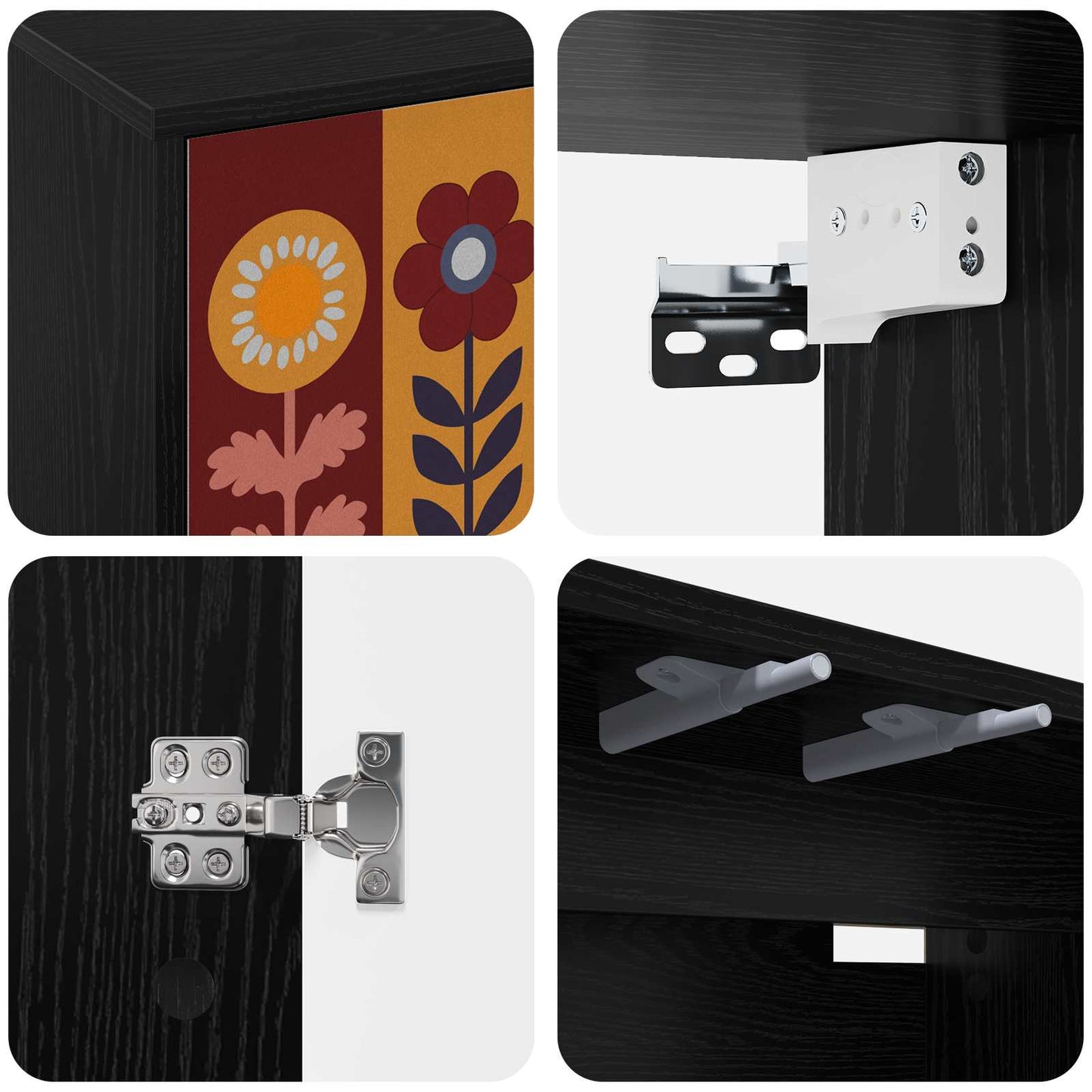 Wall-mounted TV Cabinet ESSEN 69 x 33 x 40 cm Black Oak