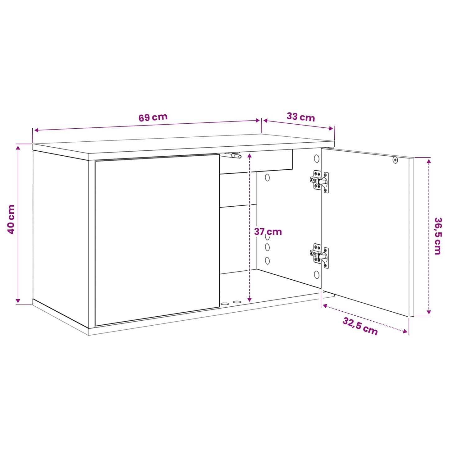 Wall-mounted TV Cabinet ESSEN 69 x 33 x 40 cm Black Oak