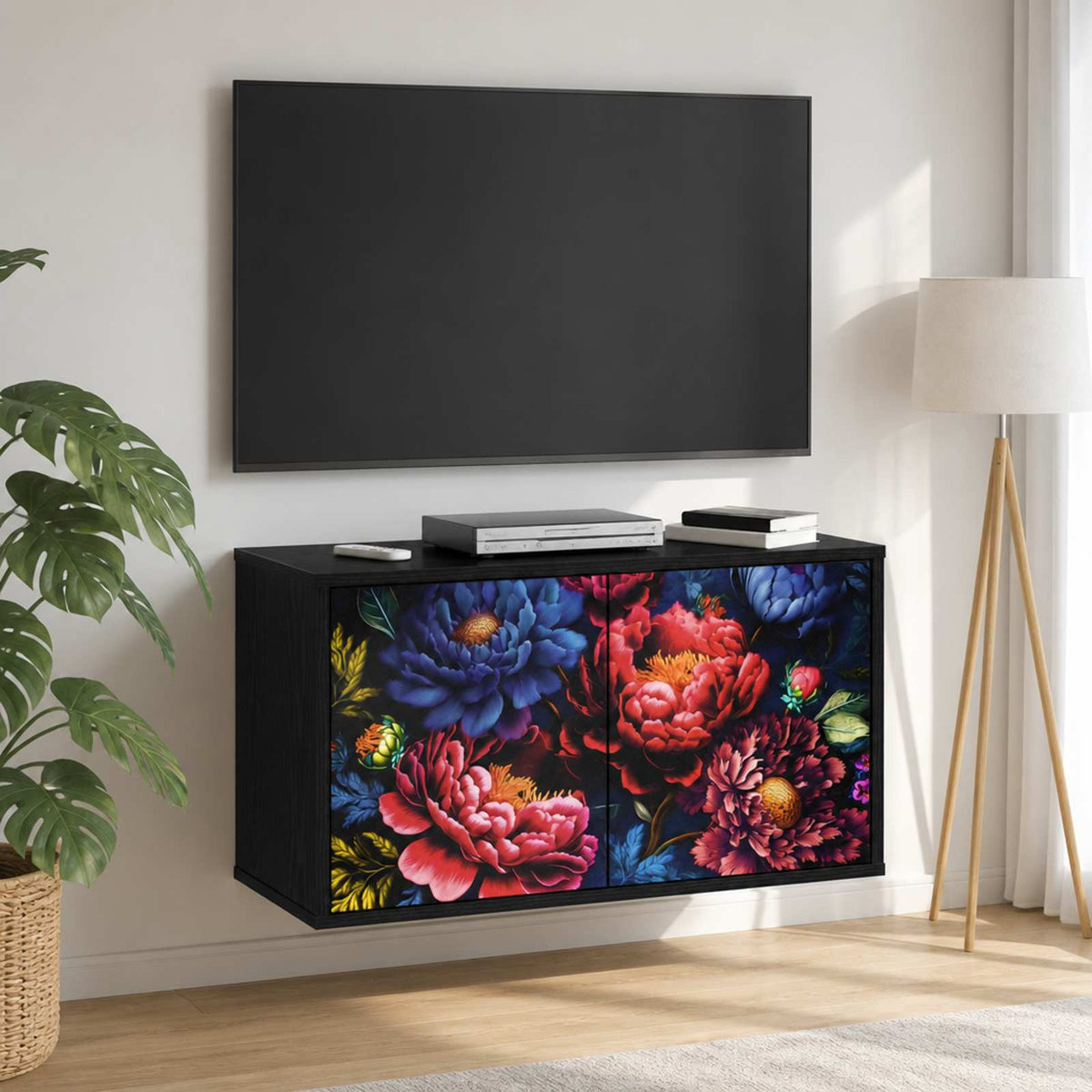 Wall-mounted TV Cabinet KIEL 69 x 33 x 40 cm Black Oak