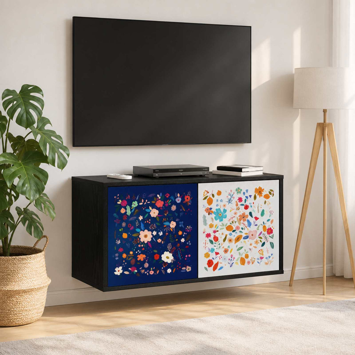 Wall-mounted TV Cabinet MAINZ 69 x 33 x 40 cm Black Oak