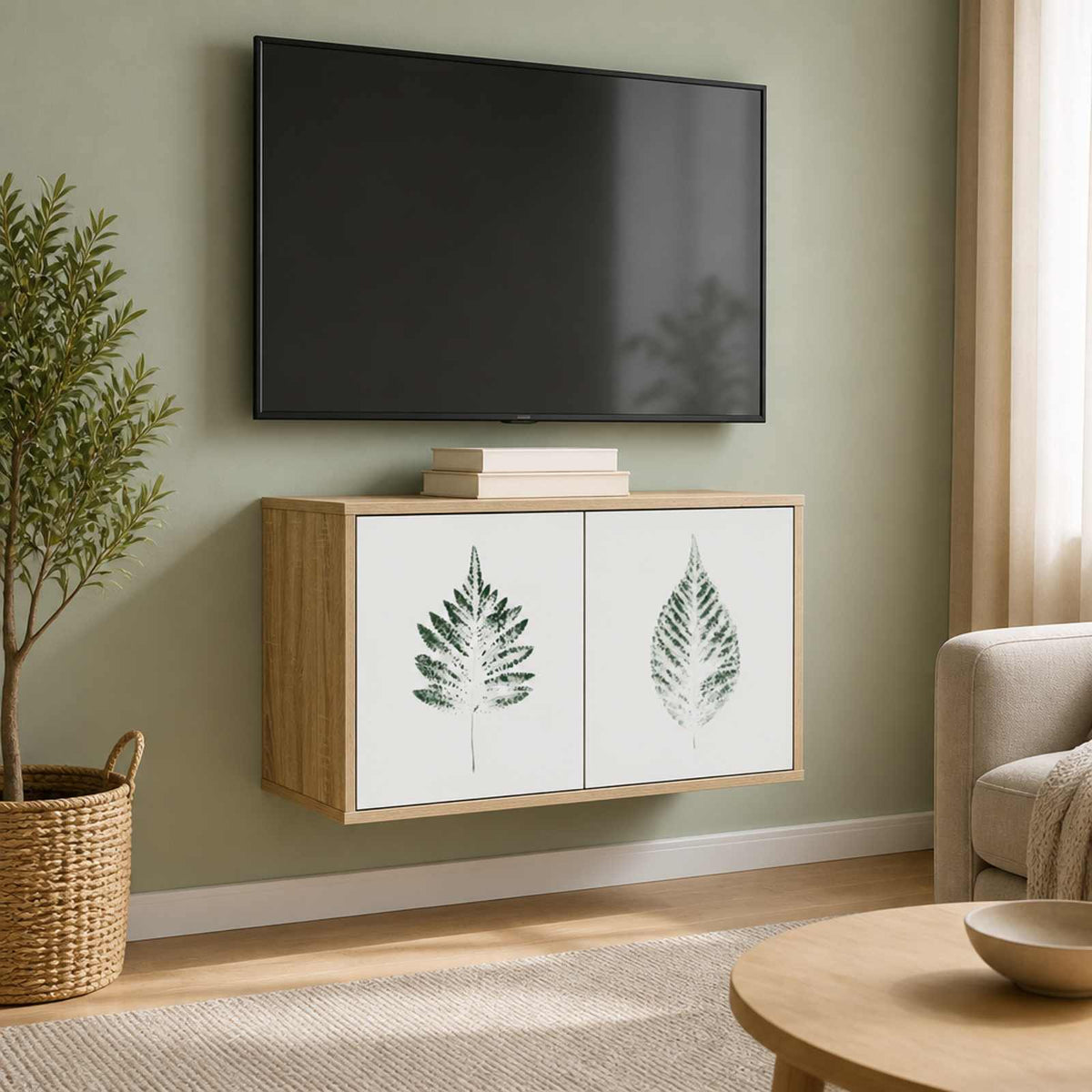 Wall-mounted TV Cabinet HANAU 69 x 33 x 40 cm Sonoma Oak