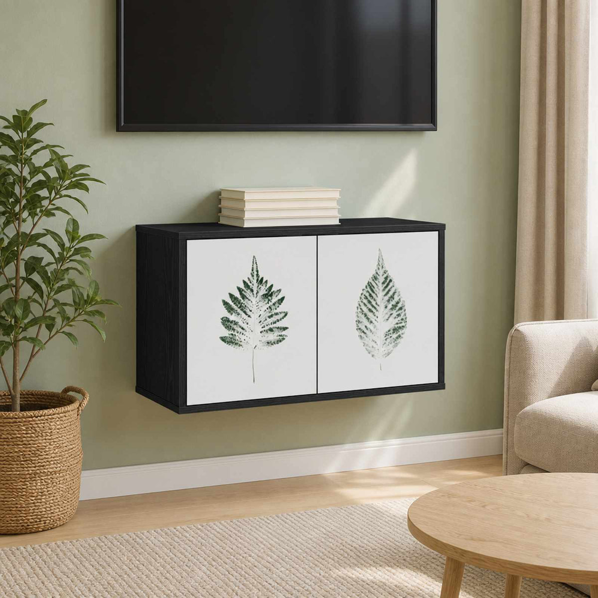 Wall-mounted TV Cabinet HANAU 69 x 33 x 40 cm Black Oak