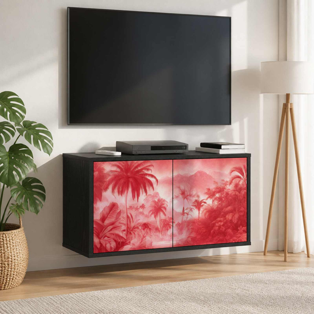 Wall-mounted TV Cabinet AACHEN 69 x 33 x 40 cm Black Oak