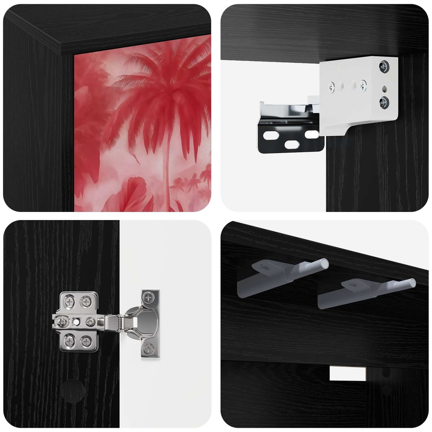 Wall-mounted TV Cabinet AACHEN 69 x 33 x 40 cm Black Oak