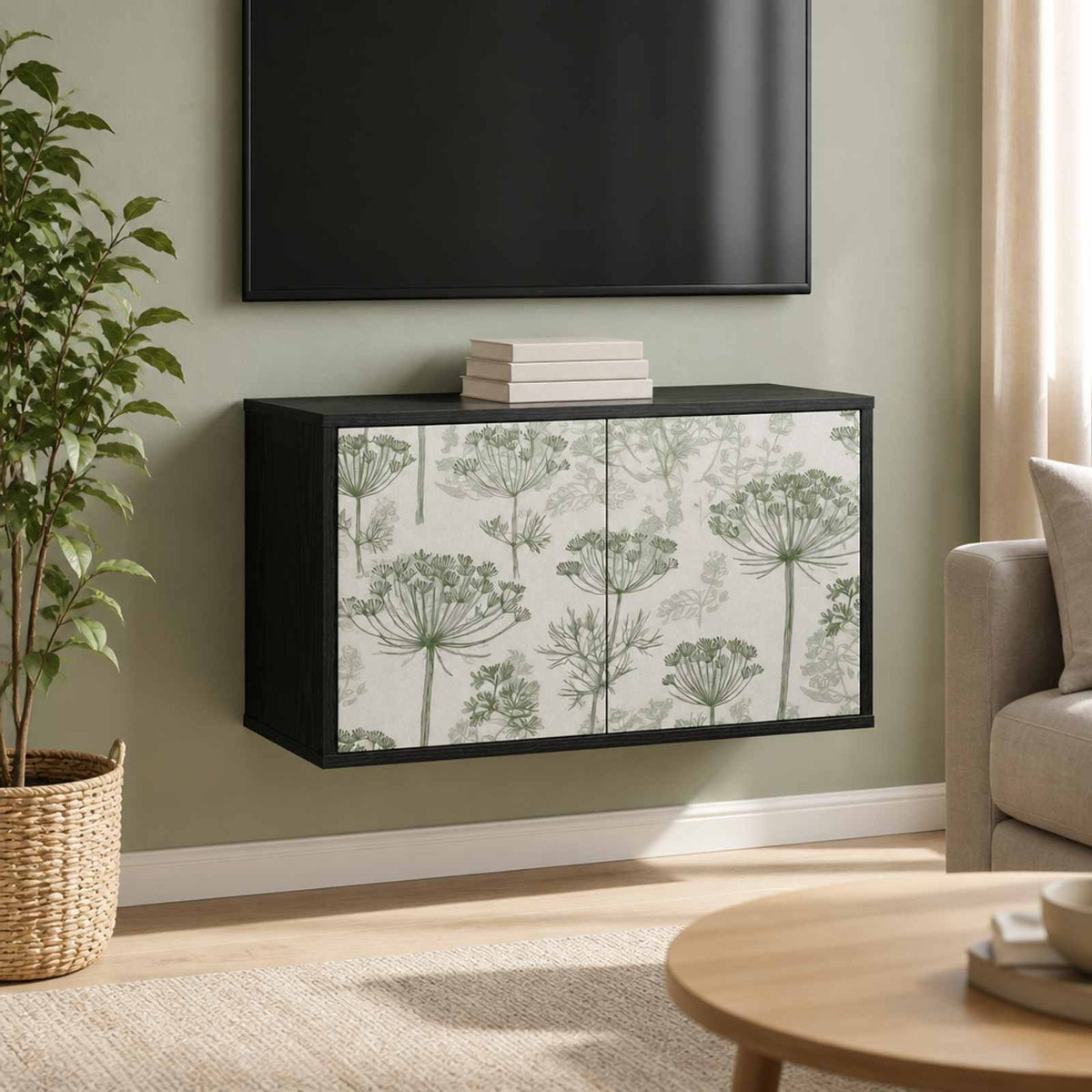 Wall-mounted TV Cabinet GOTHA 69 x 33 x 40 cm Black Oak