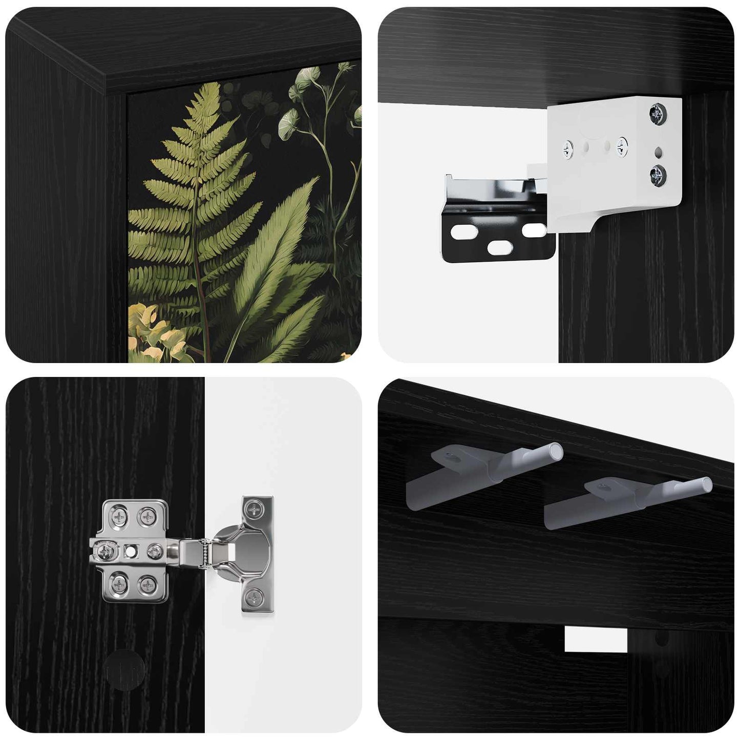 Wall-mounted TV Cabinet RHENEN 102 x 33 x 40 cm Black Oak