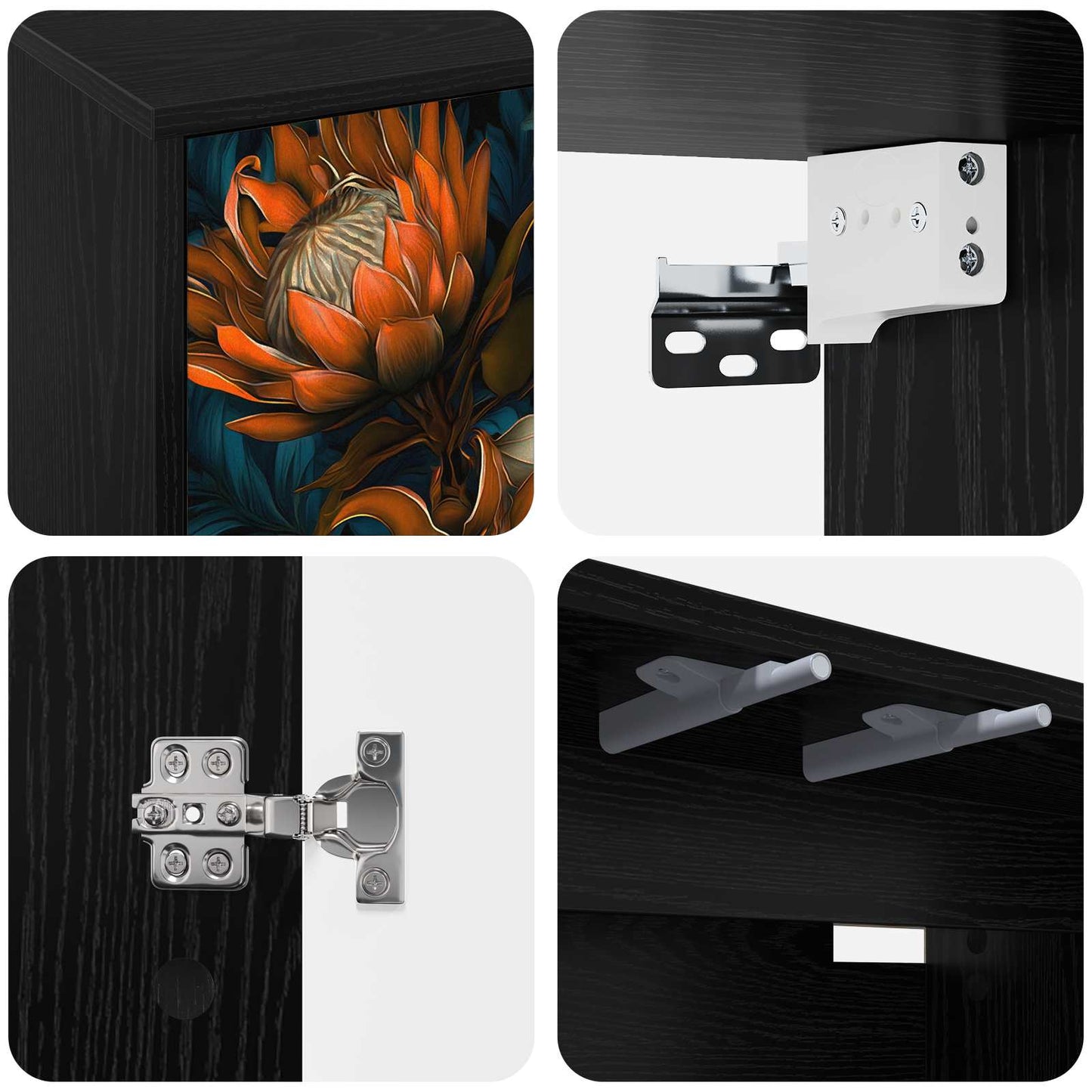 Wall-mounted TV Cabinet LOCHEM 102 x 33 x 40 cm Black Oak