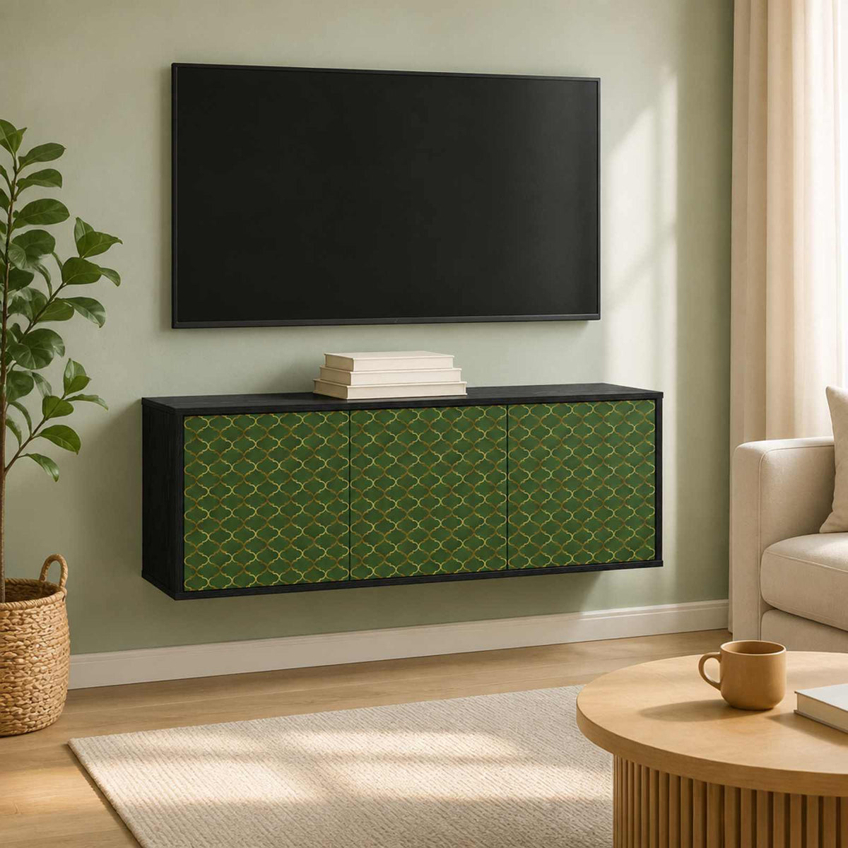 Wall-mounted TV Cabinet GELEEN 102 x 33 x 40 cm Black Oak