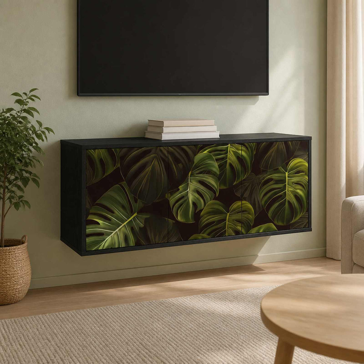 Wall-mounted TV Cabinet ELBURG 102 x 33 x 40 cm Black Oak