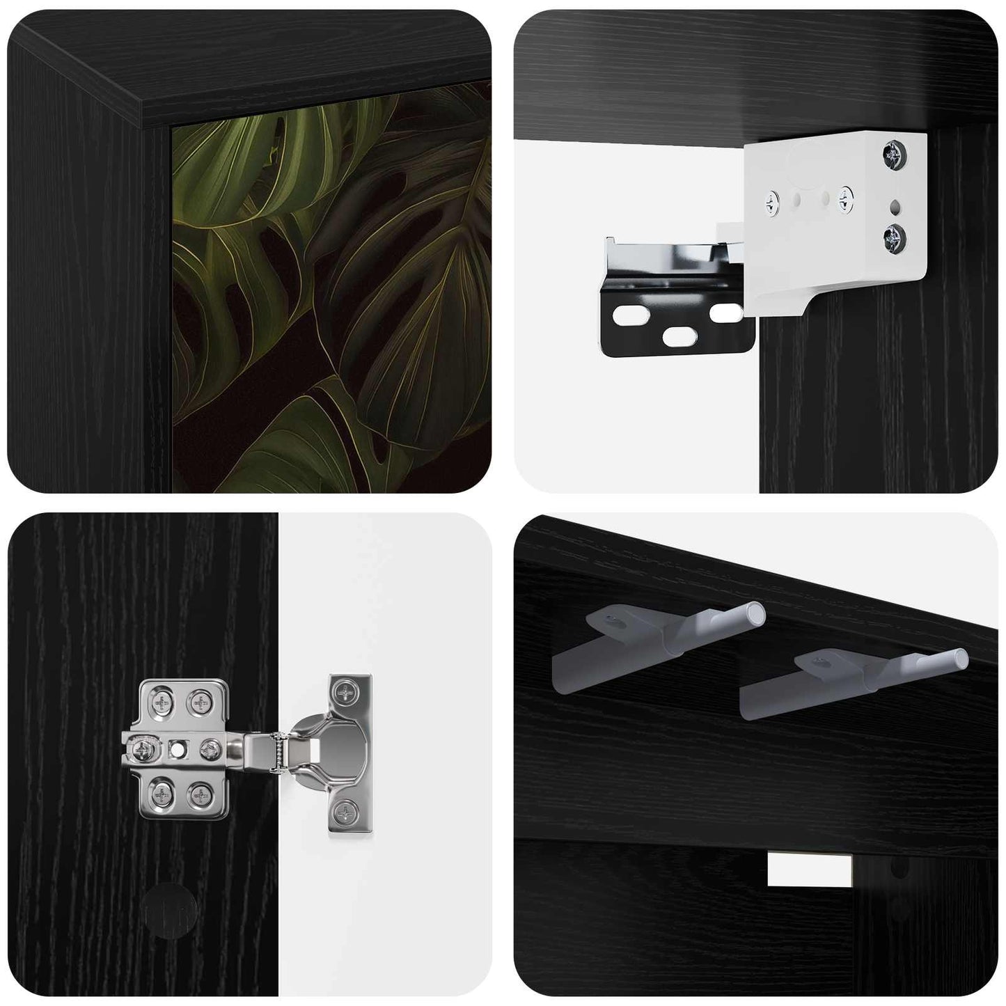 Wall-mounted TV Cabinet ELBURG 102 x 33 x 40 cm Black Oak