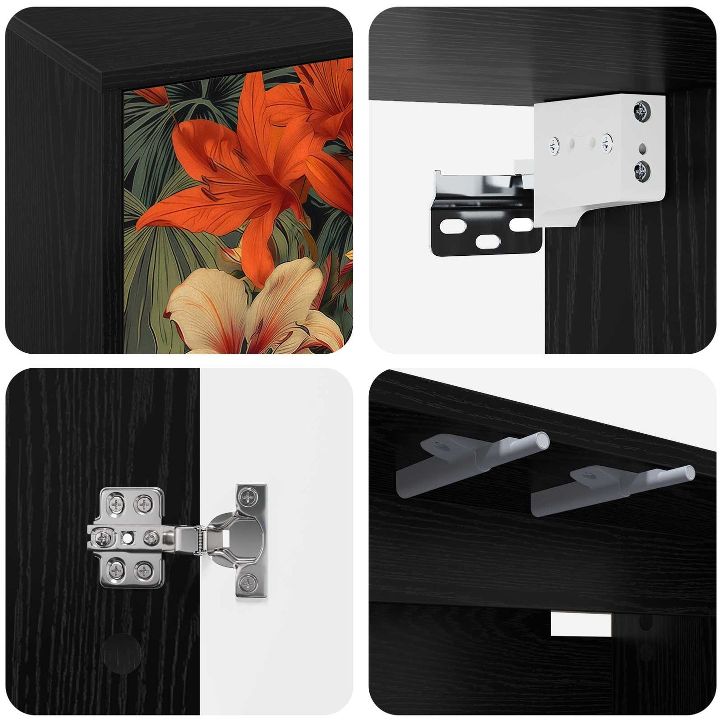 Wall-mounted TV Cabinet GENNEP 102 x 33 x 40 cm Black Oak