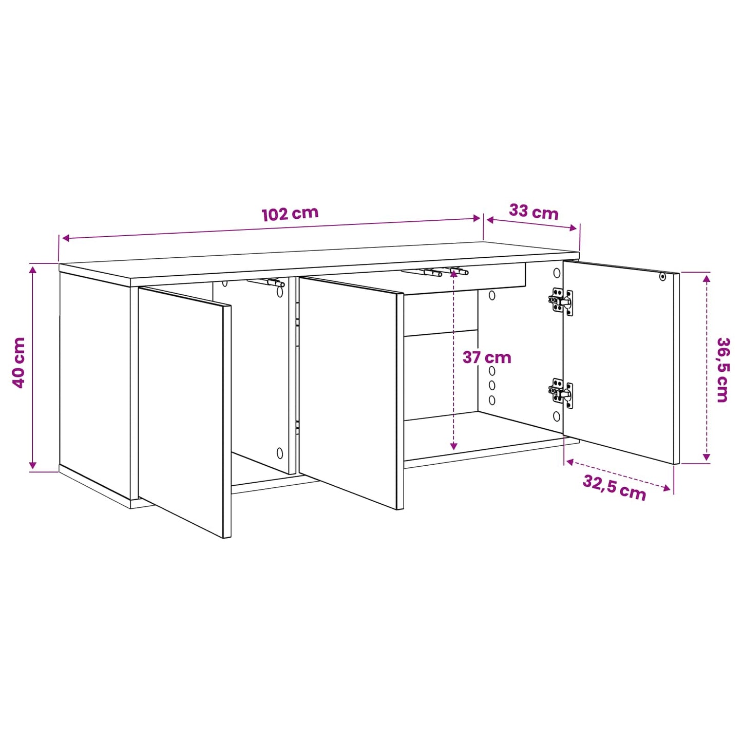 Wall-mounted TV Cabinet BORNE 102 x 33 x 40 cm Black Oak