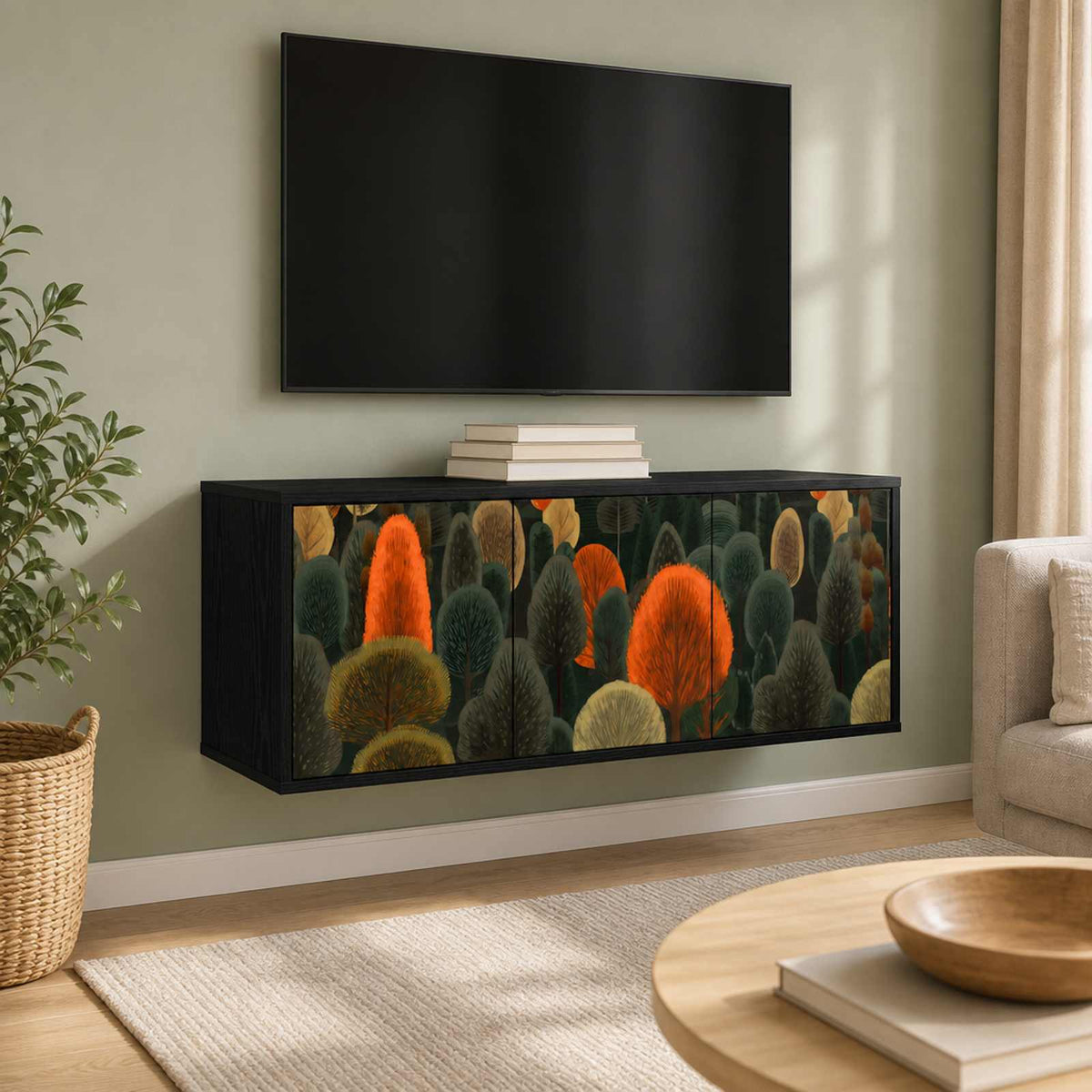 Wall-mounted TV Cabinet ZAANDAM 102 x 33 x 40 cm Black Oak