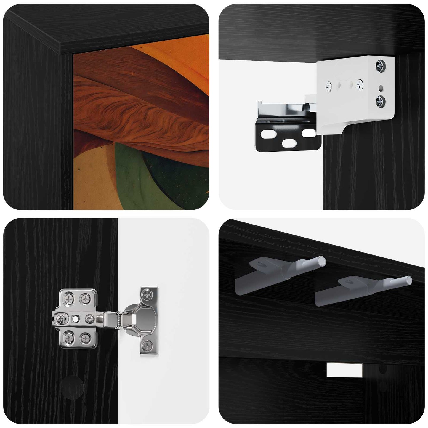 Wall-mounted TV Cabinet BONN 102 x 33 x 40 cm Black Oak