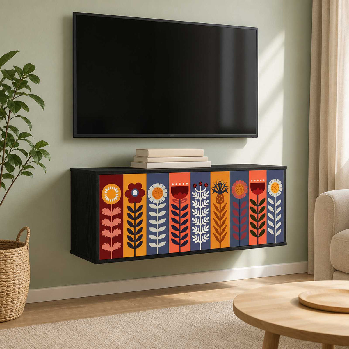 Wall-mounted TV Cabinet ESSEN 102 x 33 x 40 cm Black Oak