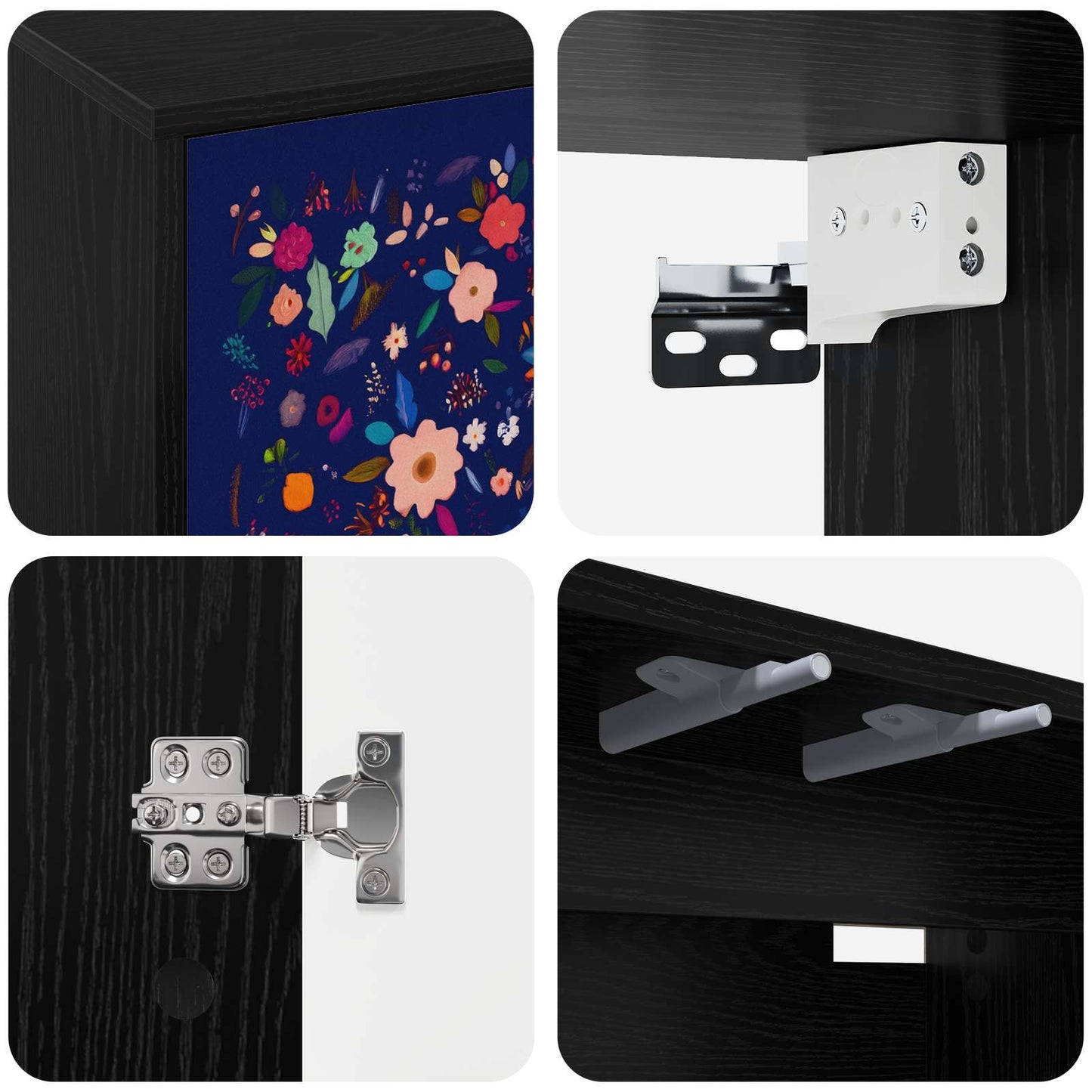 Wall-mounted TV Cabinet MAINZ 102 x 33 x 40 cm Black Oak