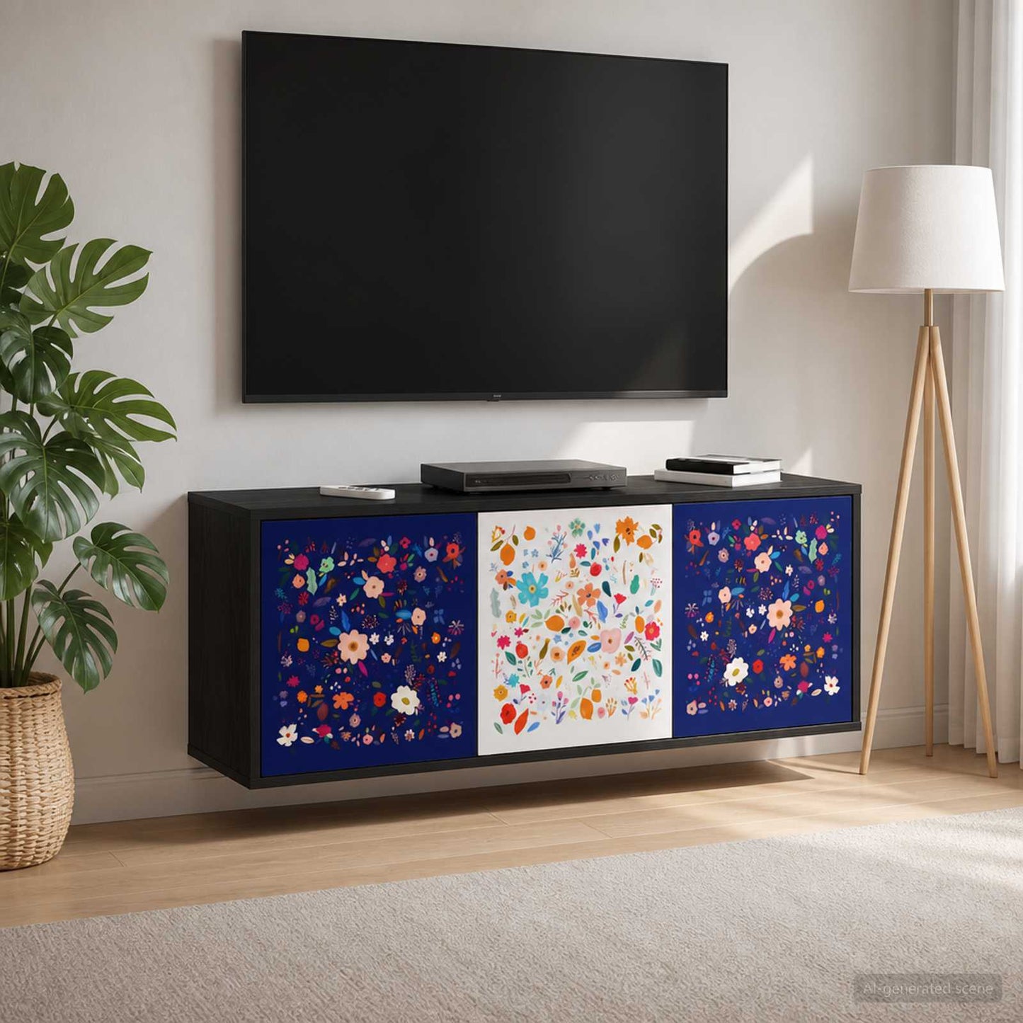 Wall-mounted TV Cabinet MAINZ 102 x 33 x 40 cm Black Oak