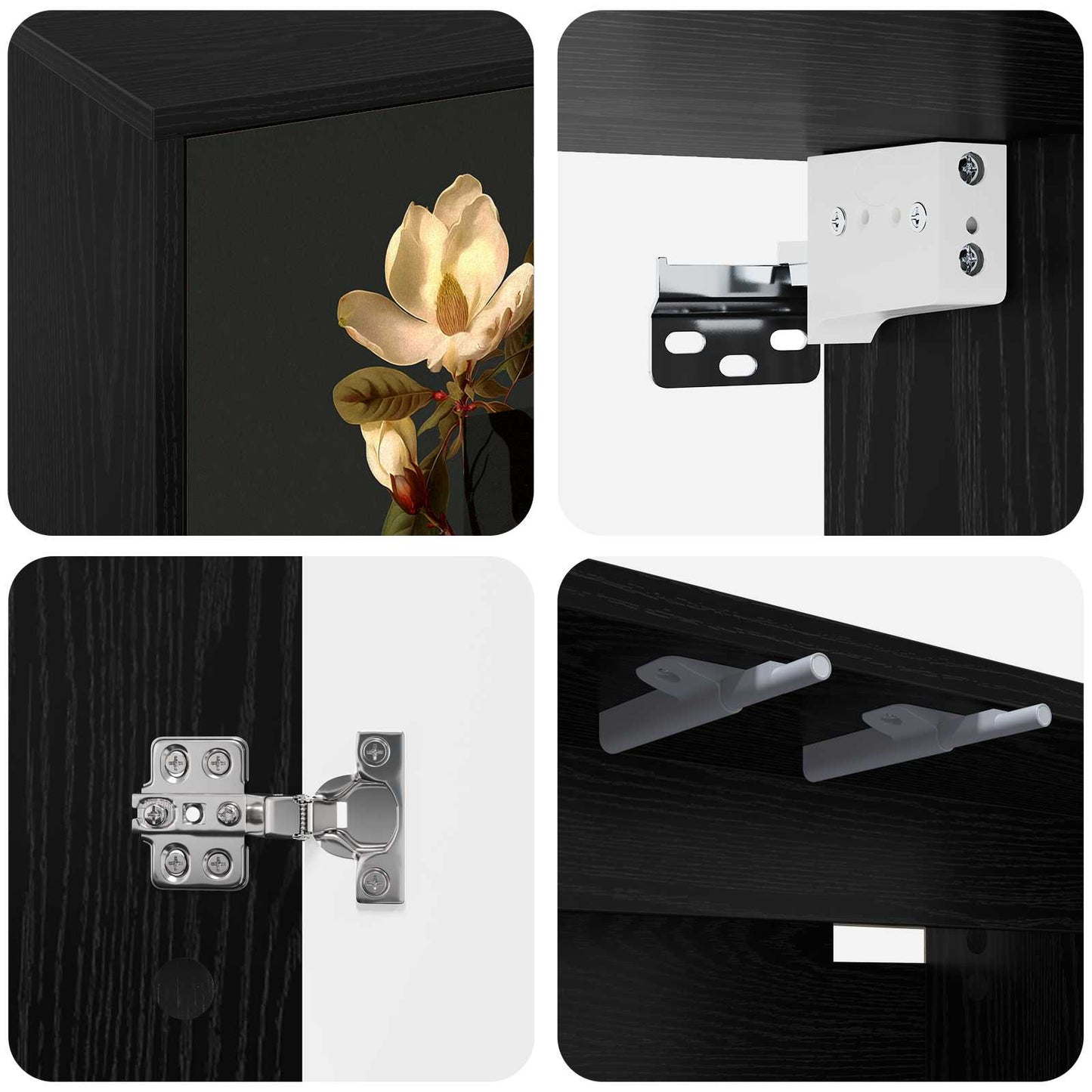 Wall-mounted TV Cabinet BREMEN 102 x 33 x 40 cm Black Oak
