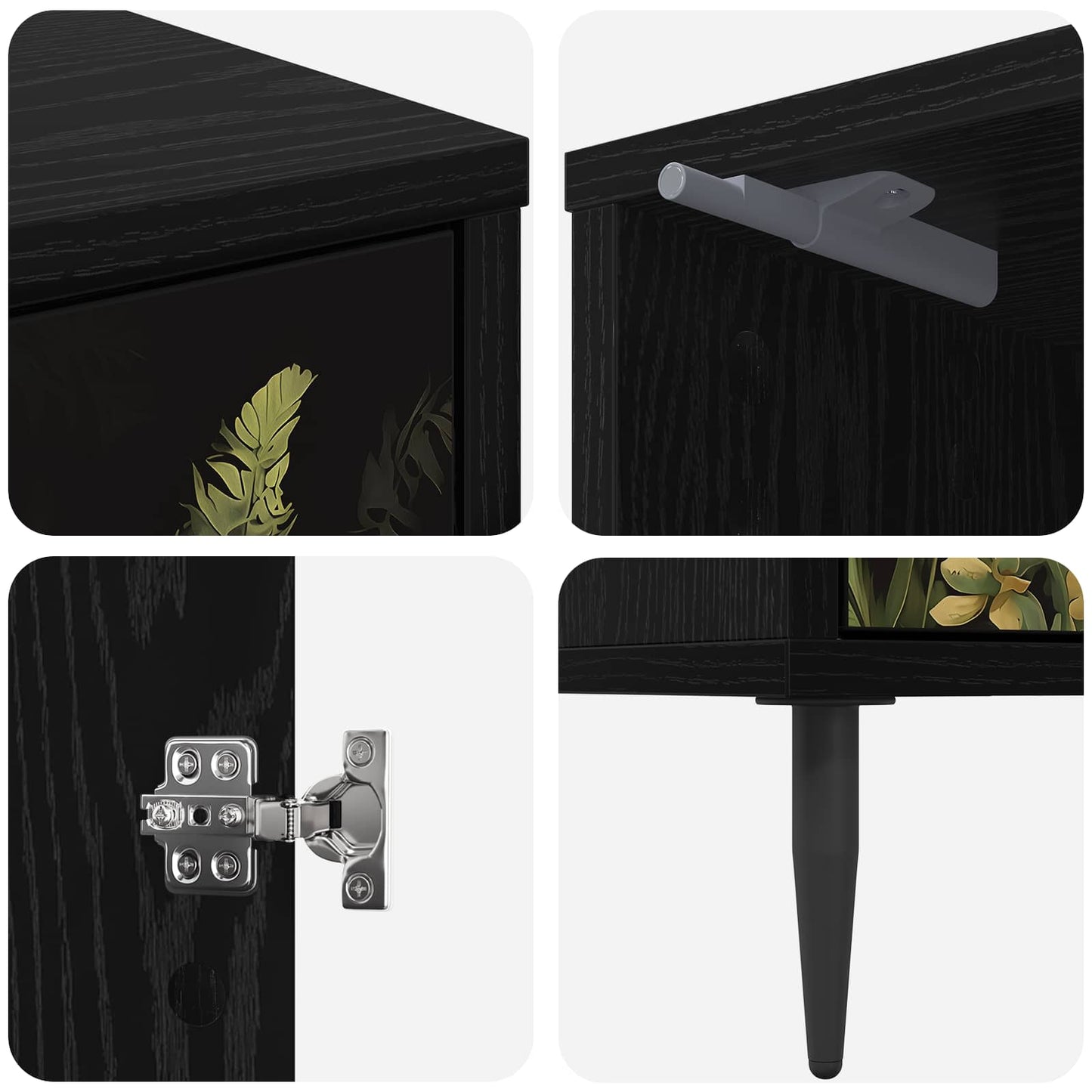 Bedside Cabinet RHENEN 2 pcs Black Oak 36 x 33 x 51 cm