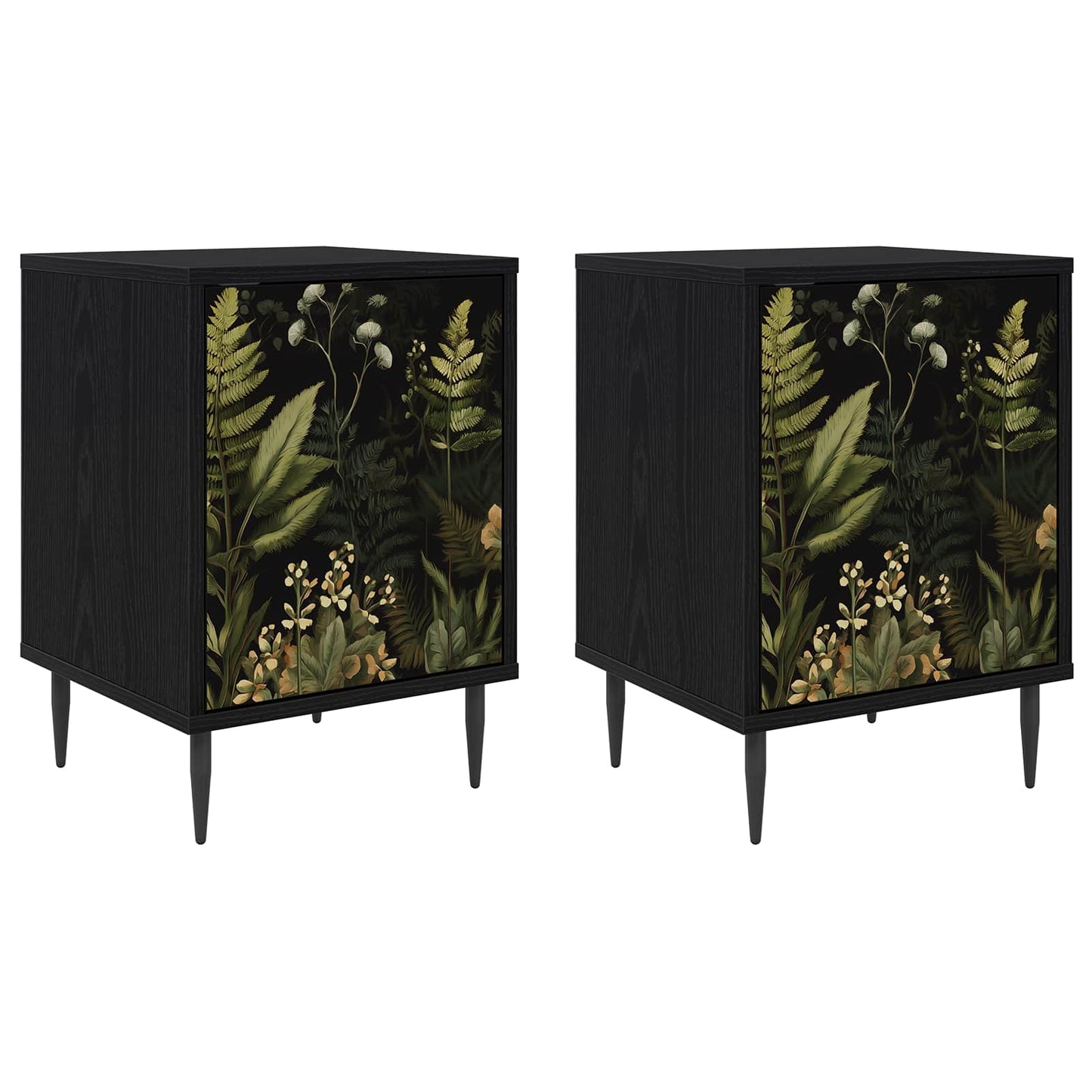 Bedside Cabinet RHENEN 2 pcs Black Oak 36 x 33 x 51 cm
