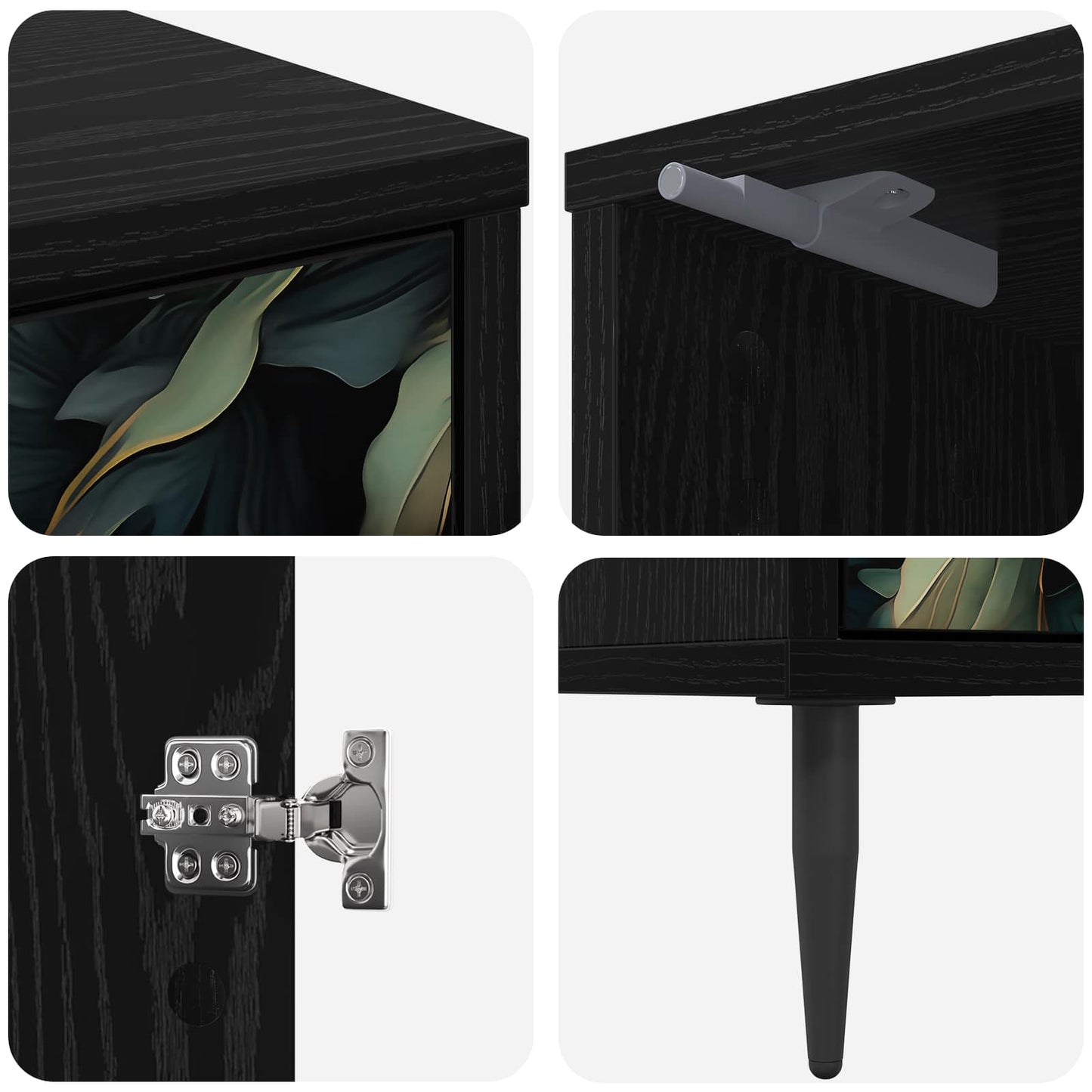 Bedside Cabinet LOCHEM Black Oak 36 x 33 x 51 cm