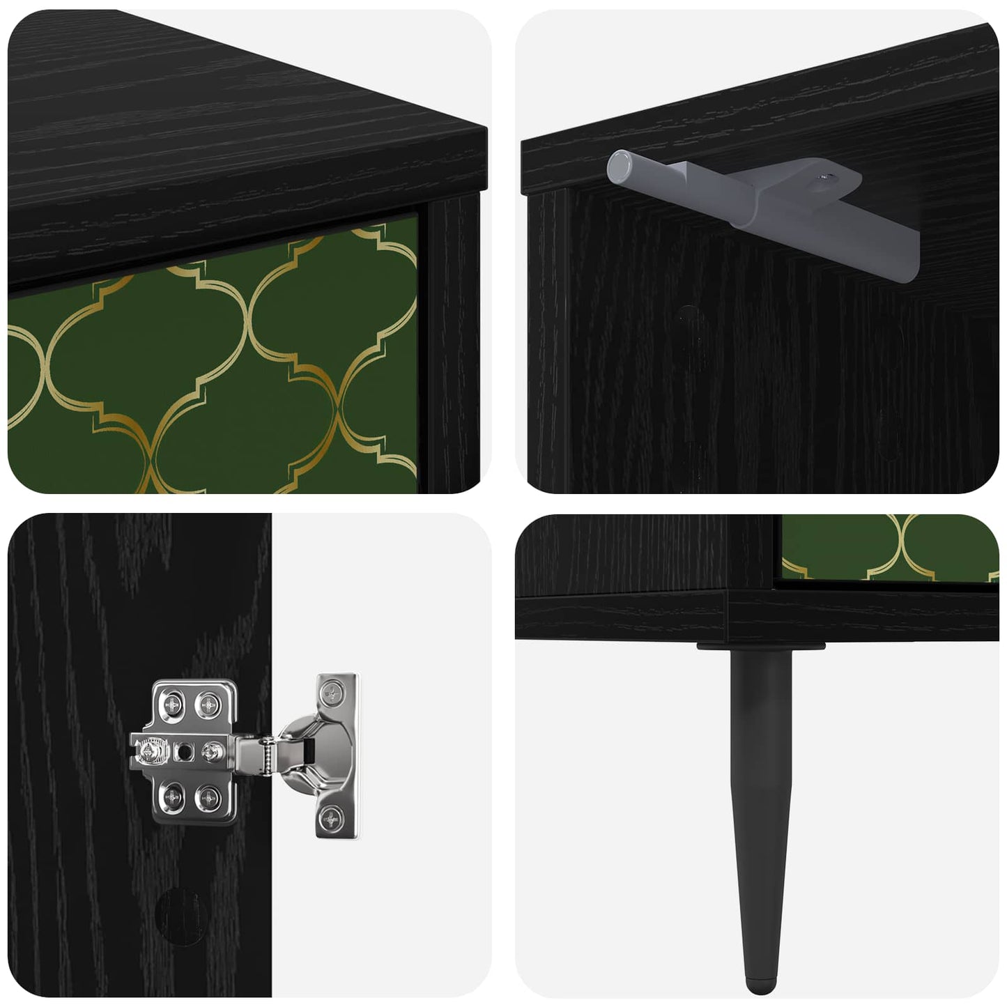 Bedside Cabinet GELEEN 2 pcs Black Oak 36 x 33 x 51 cm