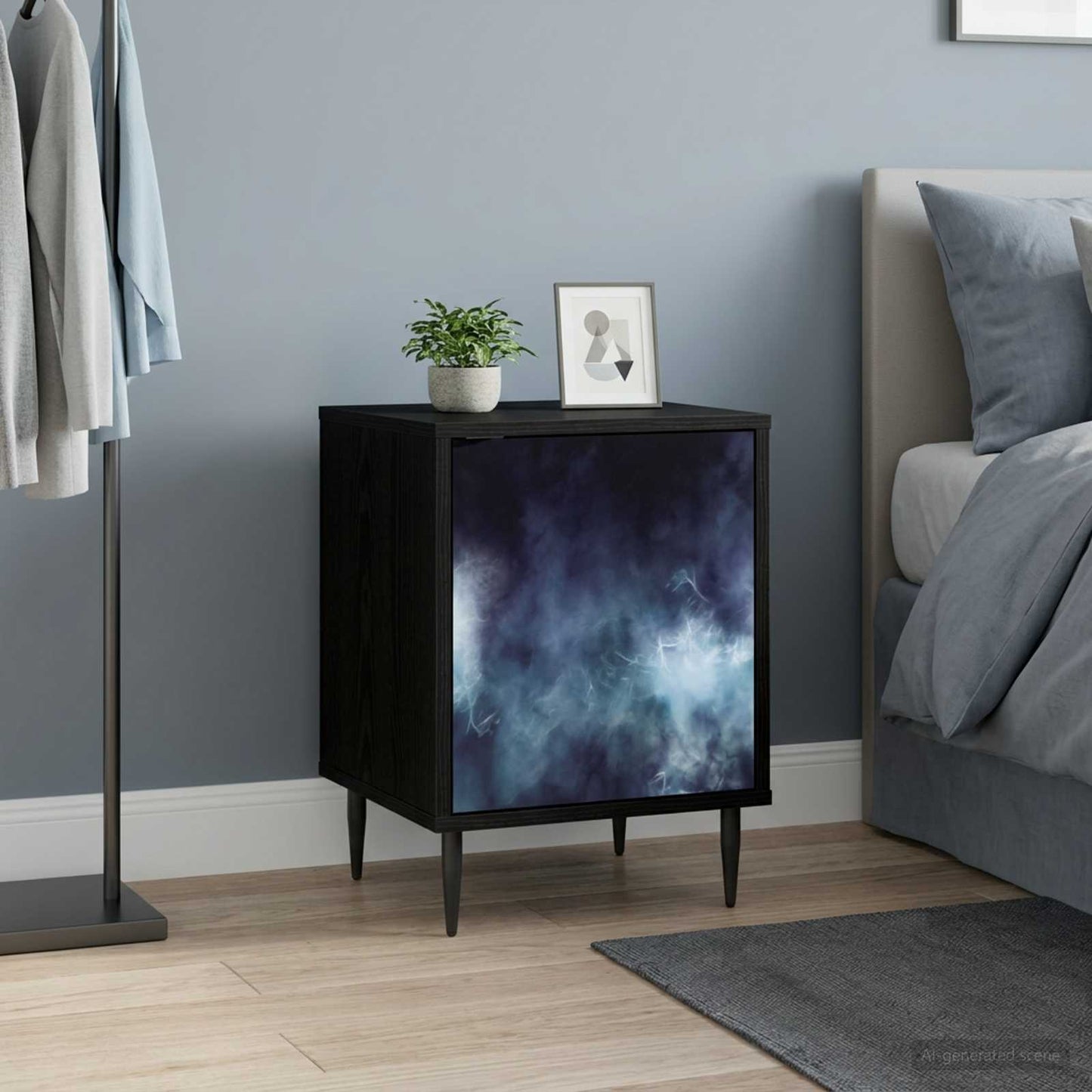 Bedside Cabinet RAALTE Black Oak 36 x 33 x 51 cm