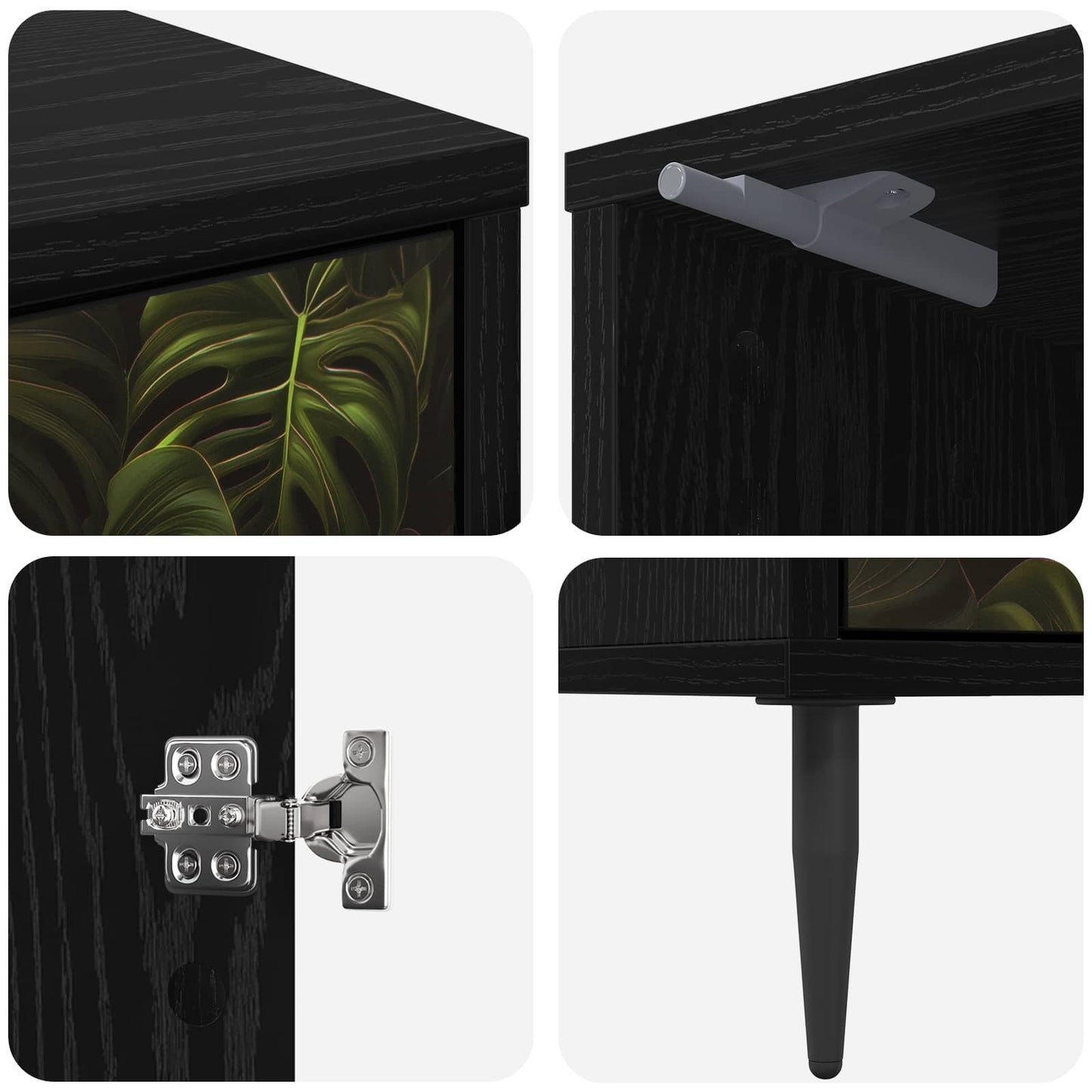 Bedside Cabinet ELBURG 2 pcs Black Oak 36 x 33 x 51 cm