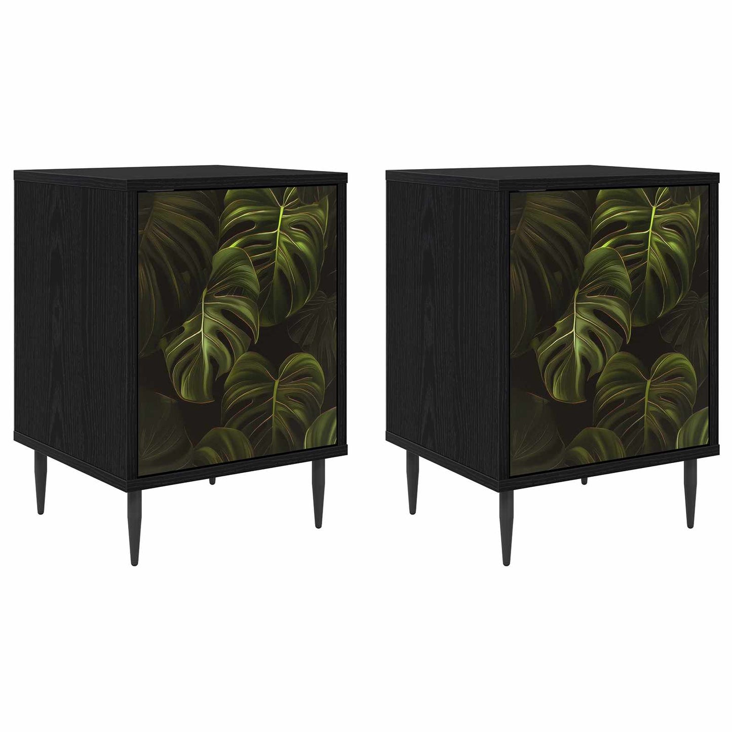 Bedside Cabinet ELBURG 2 pcs Black Oak 36 x 33 x 51 cm
