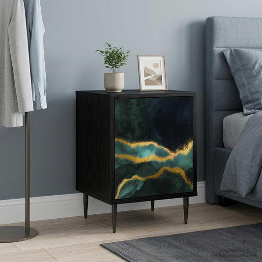 Bedside Cabinet WIJHE Black Oak 36 x 33 x 51 cm Engineered Wood