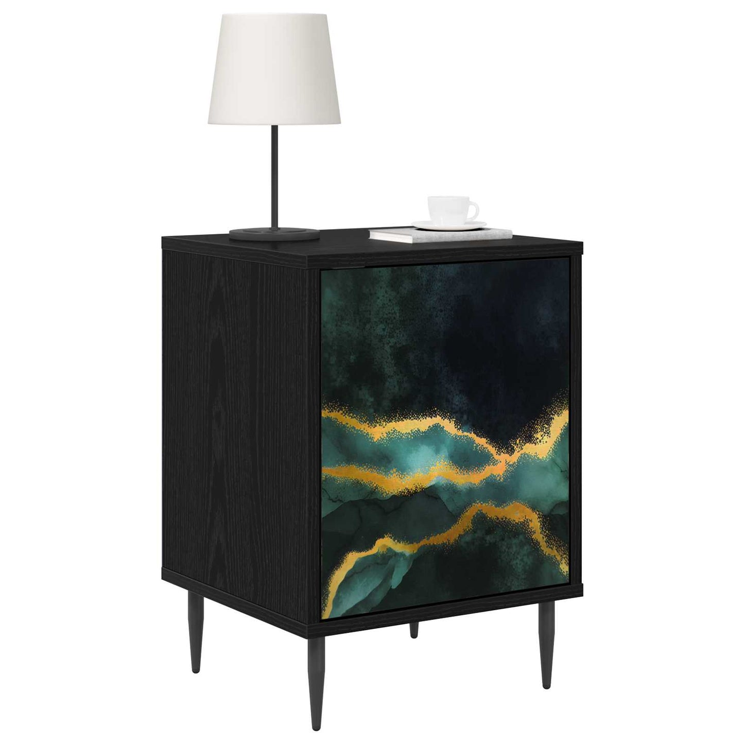 Bedside Cabinet WIJHE 2 pcs Black Oak 36 x 33 x 51 cm