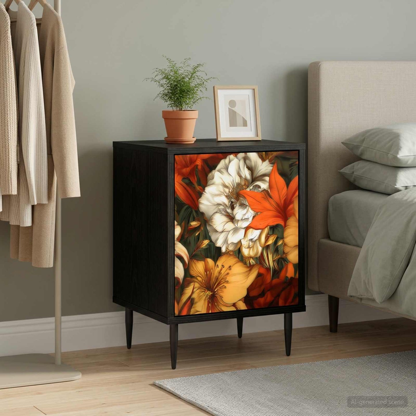 Bedside Cabinet GENNEP Black Oak 36 x 33 x 51 cm