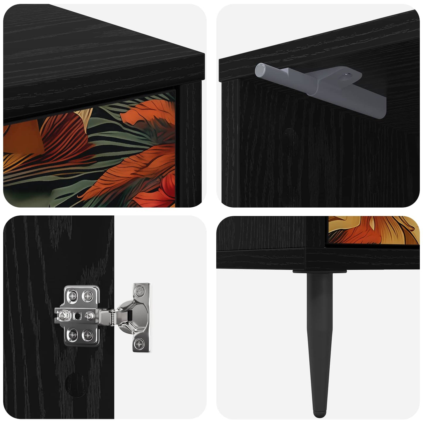 Bedside Cabinet GENNEP 2 pcs Black Oak 36 x 33 x 51 cm
