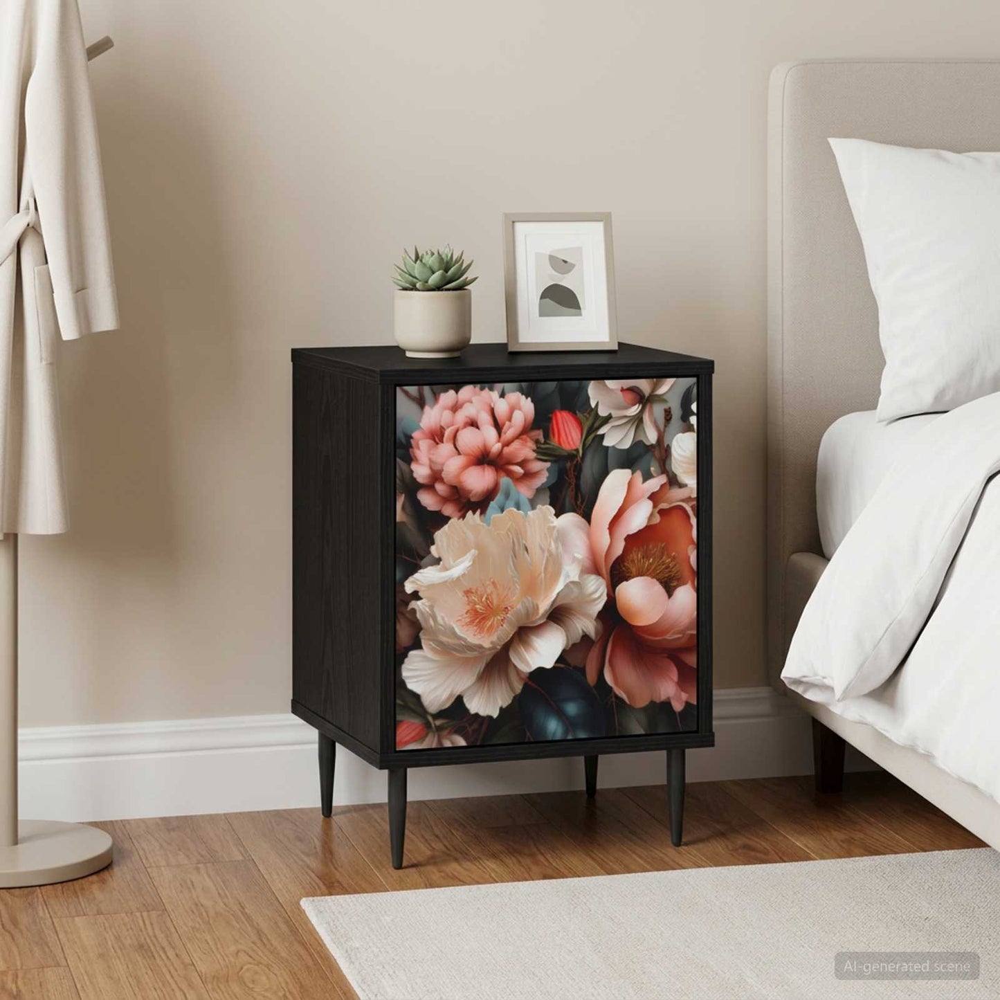 Bedside Cabinet BORNE Black Oak 36 x 33 x 51 cm Engineered Wood