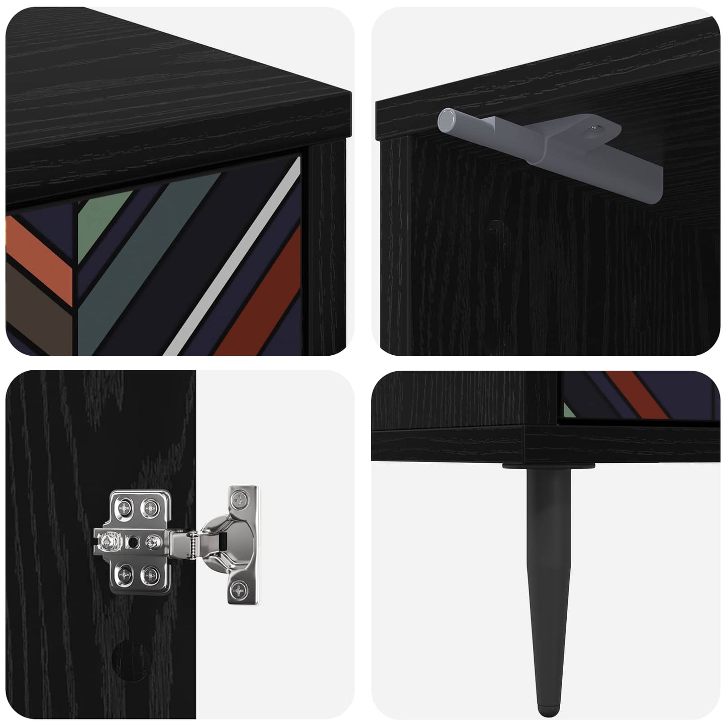 Bedside Cabinet OMMEN 2 pcs Black Oak 36 x 33 x 51 cm