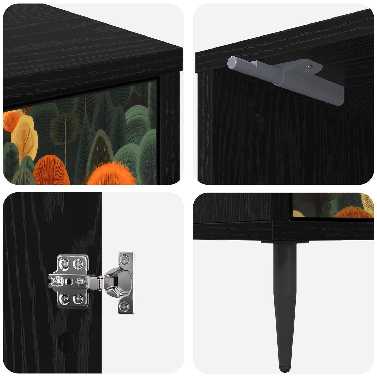 Bedside Cabinet ZAANDAM 2 pcs Black Oak 36 x 33 x 51 cm