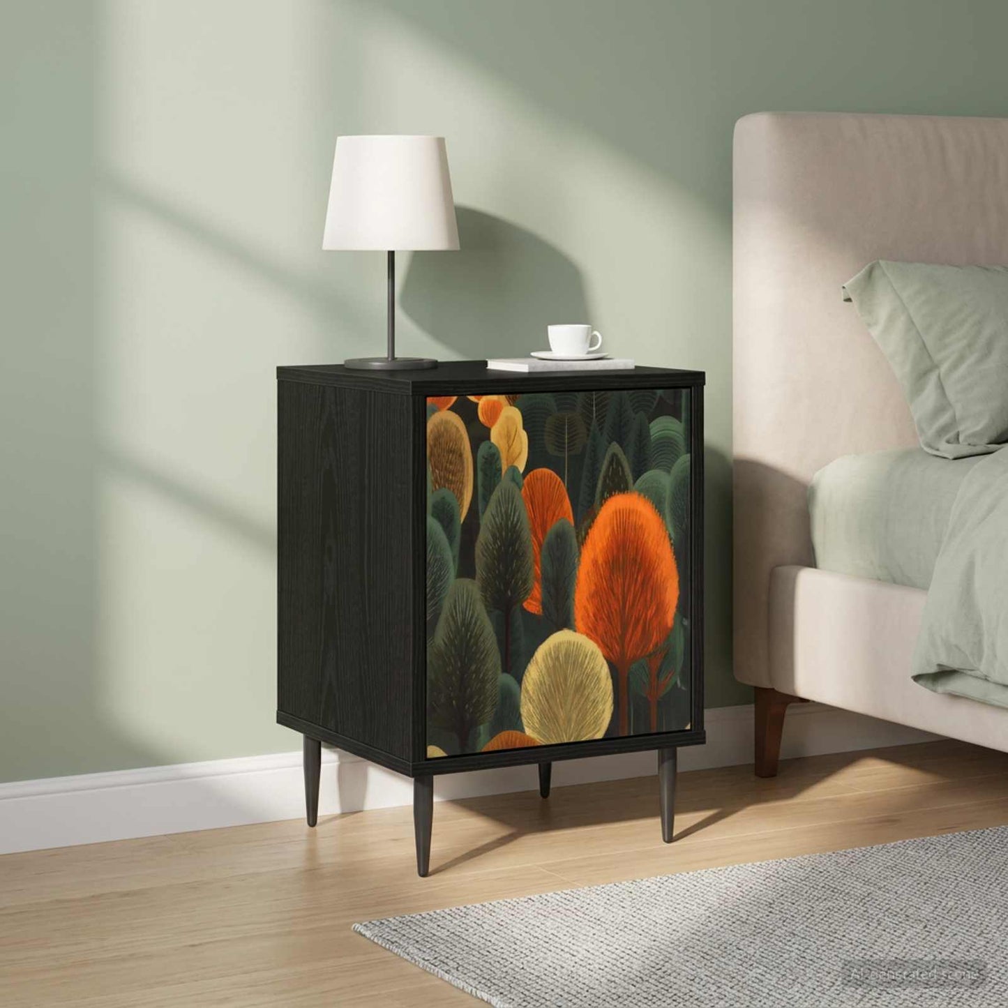 Bedside Cabinet ZAANDAM 2 pcs Black Oak 36 x 33 x 51 cm