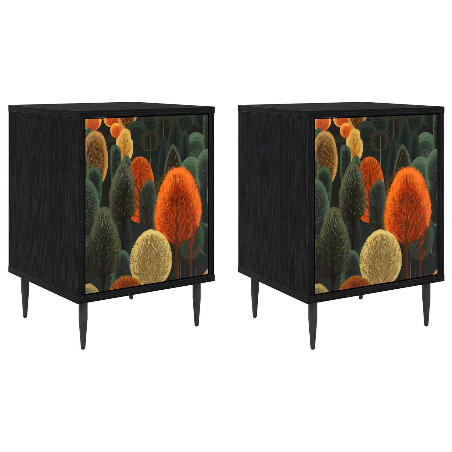 Bedside Cabinet ZAANDAM 2 pcs Black Oak 36 x 33 x 51 cm