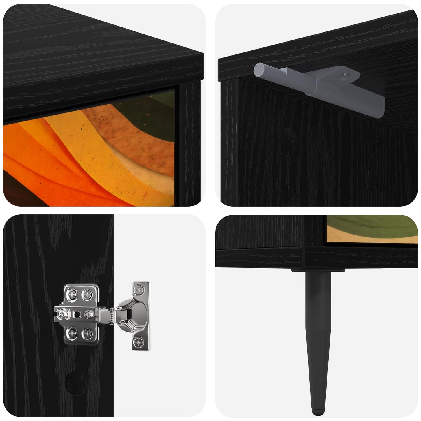 Bedside Cabinet BONN 2 pcs Black Oak 36 x 33 x 51 cm
