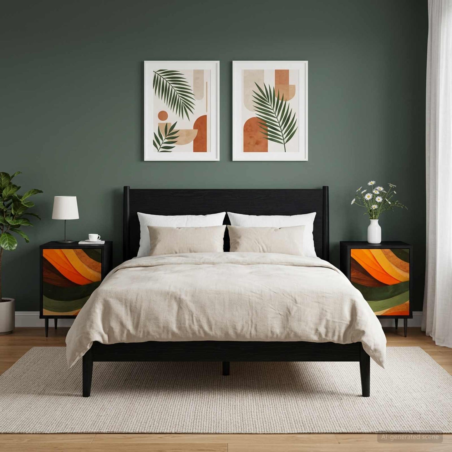 Bedside Cabinet BONN 2 pcs Black Oak 36 x 33 x 51 cm